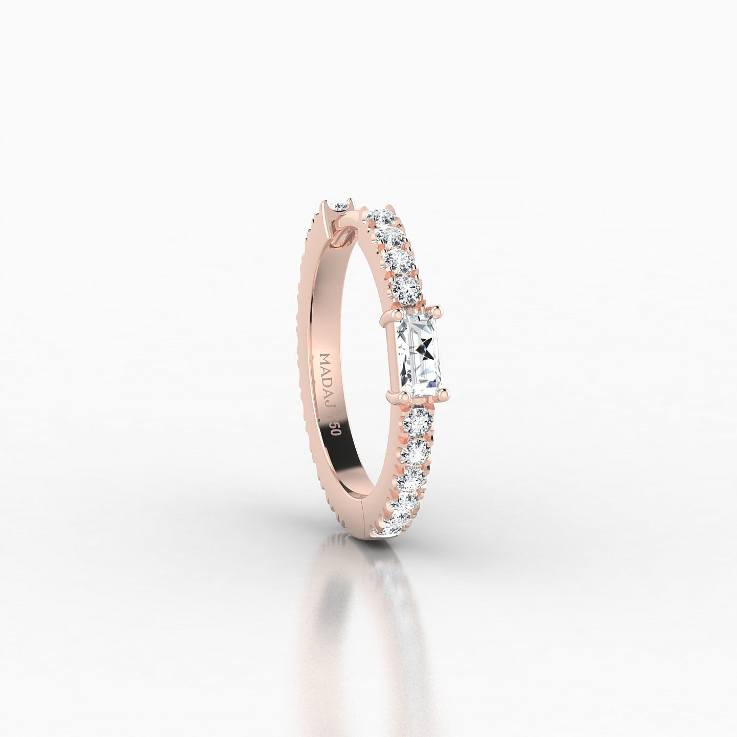 Inanna | 18k Rose Gold 9.5 mm Baguette Diamond Hoop Piercing