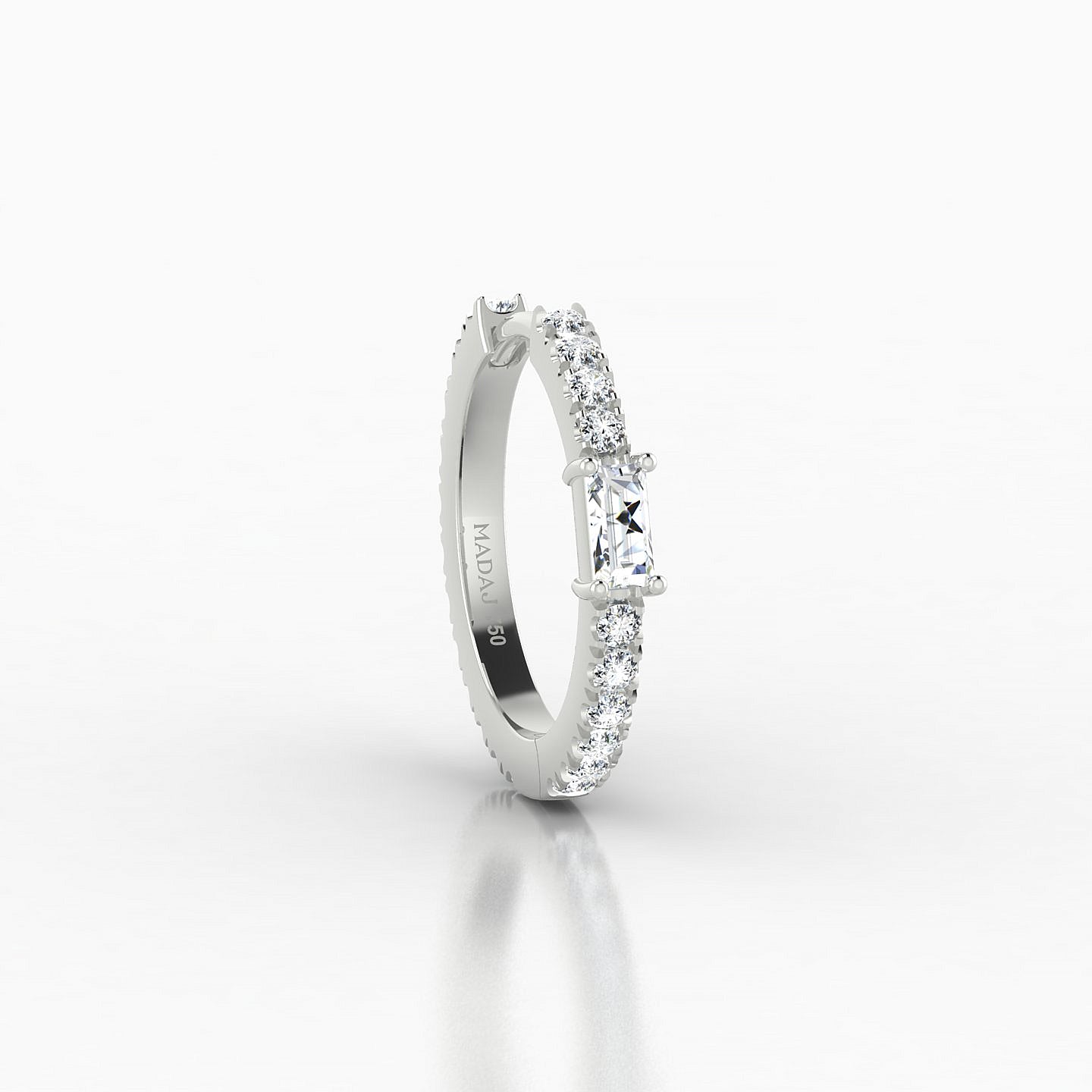 Inanna | 18k White Gold 9.5 mm Baguette Diamond Hoop Piercing