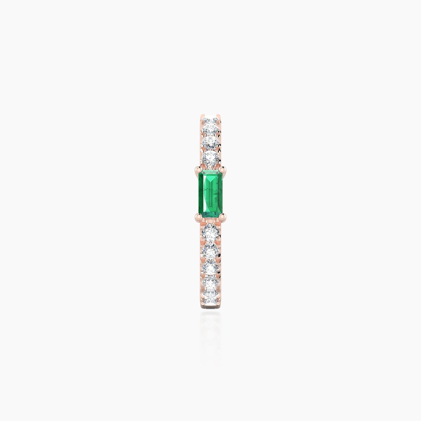 Inanna | 18k Rose Gold 9.5 mm Baguette Emerald & Diamond Hoop Piercing