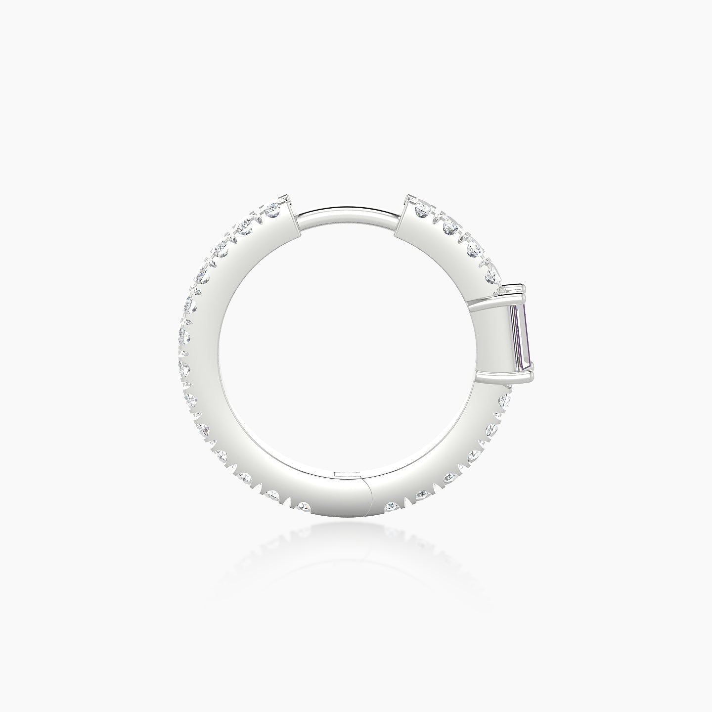 Inanna | 18k White Gold 9.5 mm Baguette Diamond Hoop Piercing