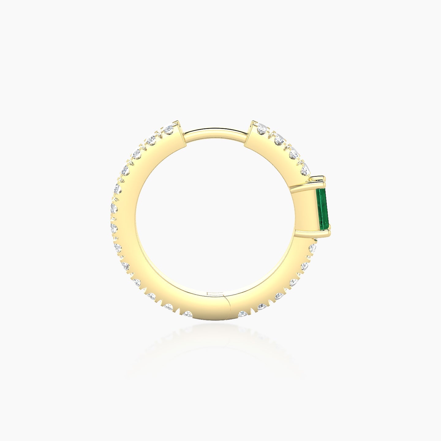Inanna | 18k Yellow Gold 9.5 mm Baguette Emerald & Diamond Hoop Piercing
