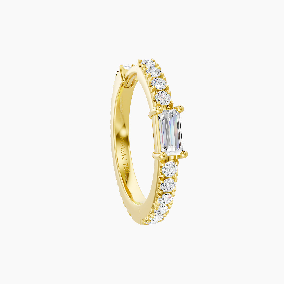 Inanna | 18k Yellow Gold 9.5 mm Baguette Diamond Nose Ring Piercing