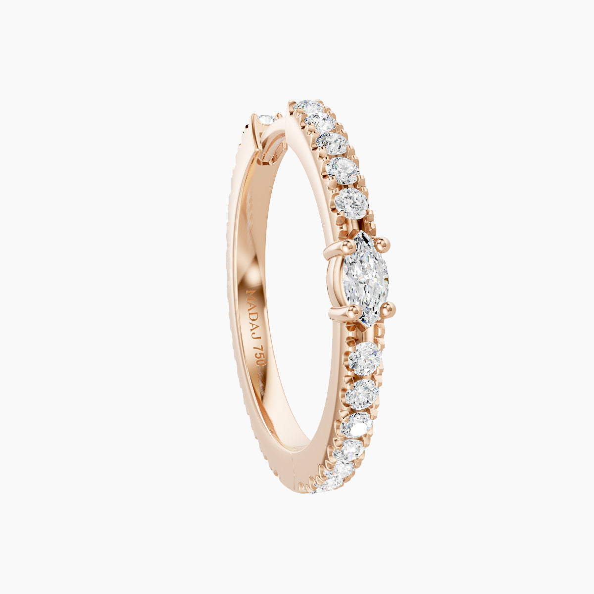 Inanna | 18k Rose Gold 11 mm Marquise Diamond Hoop Piercing