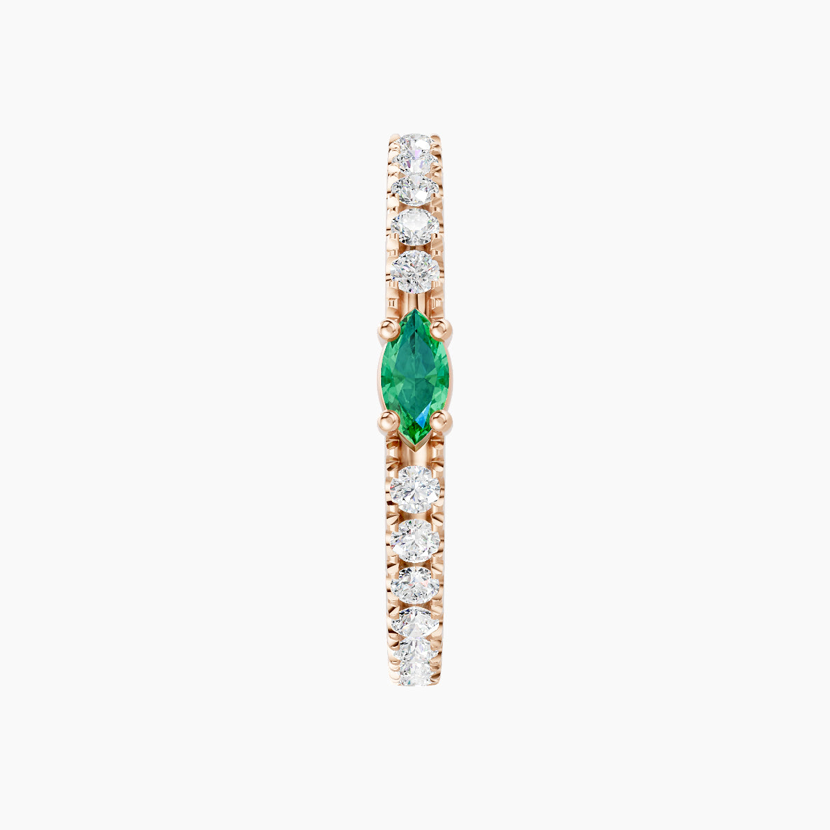 Inanna | 18k Rose Gold 11 mm Marquise Emerald & Diamond Hoop Piercing