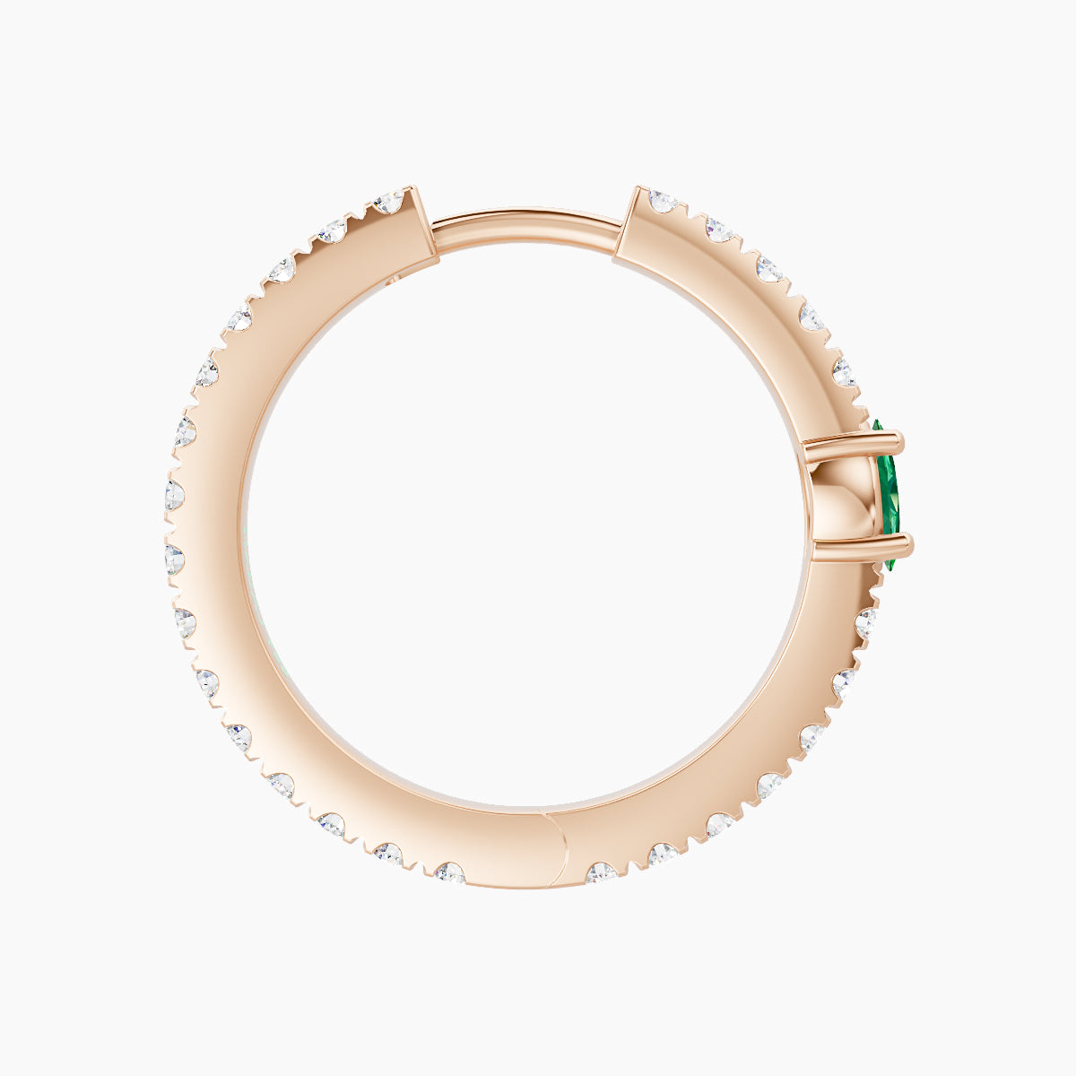 Inanna | 18k Rose Gold 11 mm Marquise Emerald & Diamond Hoop Piercing