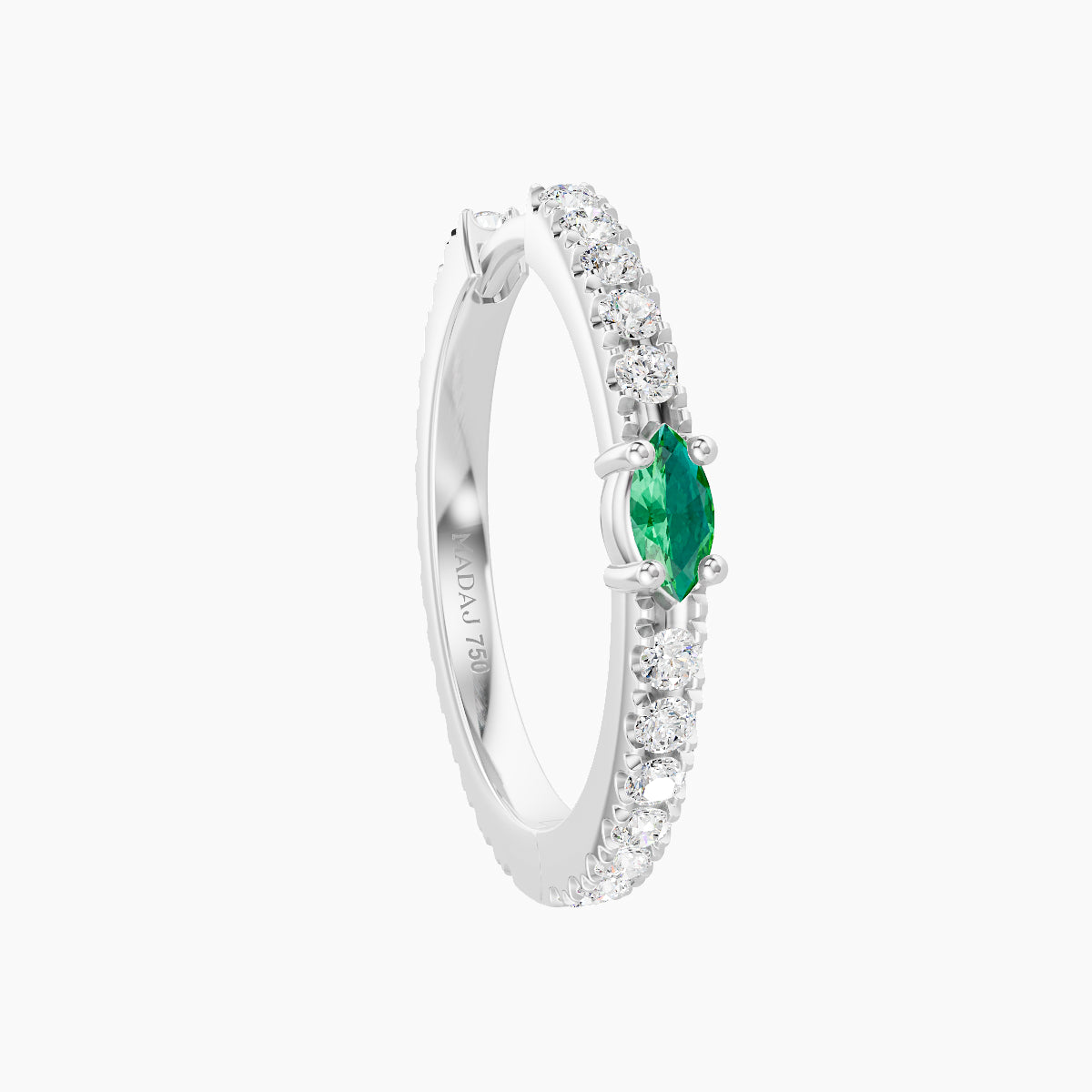 Inanna | 18k White Gold 11 mm Marquise Emerald & Diamond Hoop Piercing