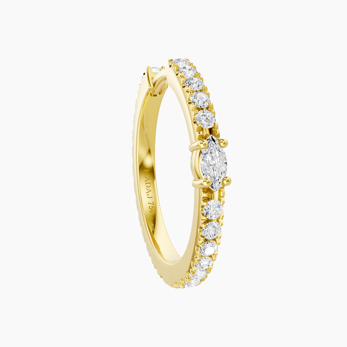 Inanna | 18k Yellow Gold 11 mm Marquise Diamond Hoop Piercing