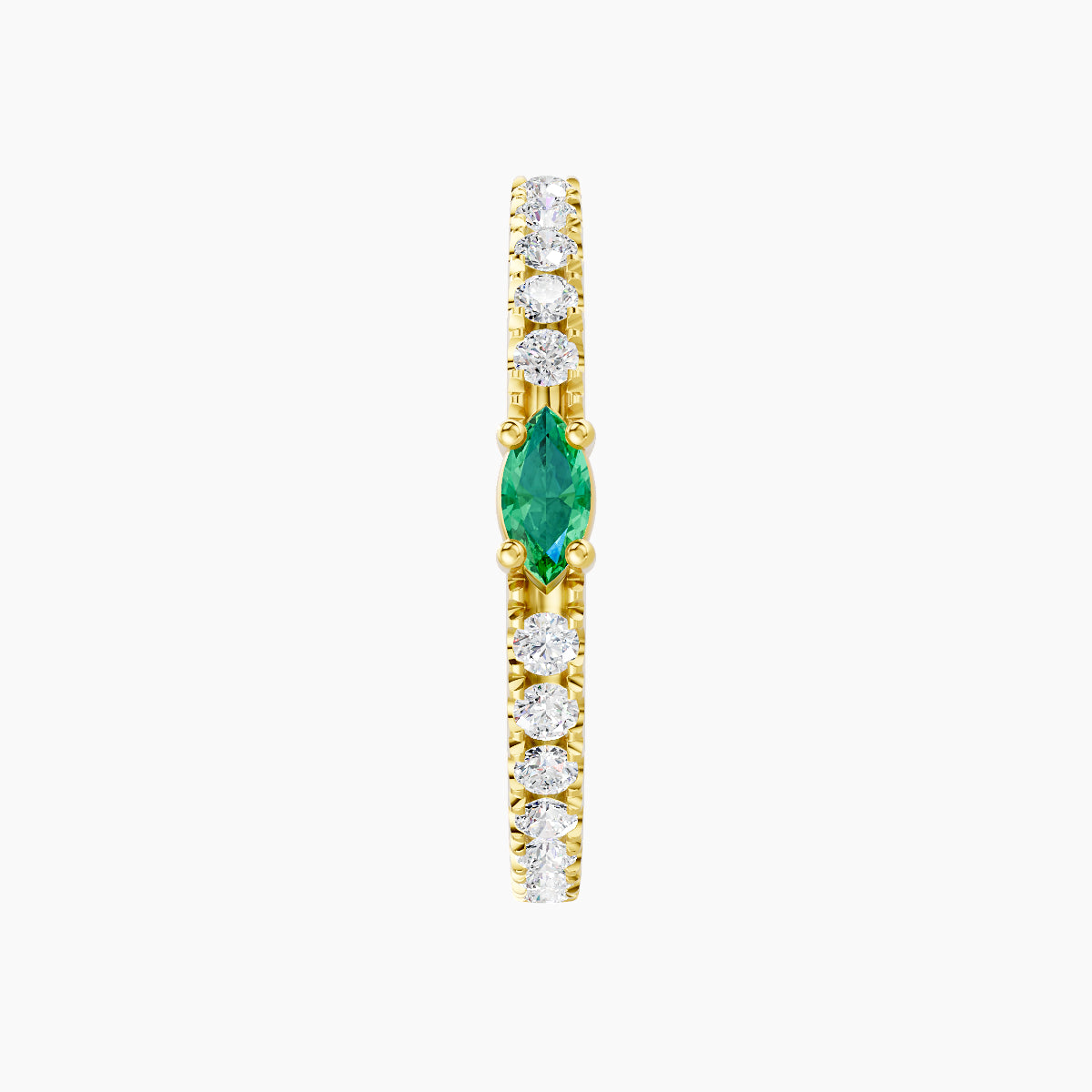 Inanna | 18k Yellow Gold 11 mm Marquise Emerald & Diamond Hoop Piercing