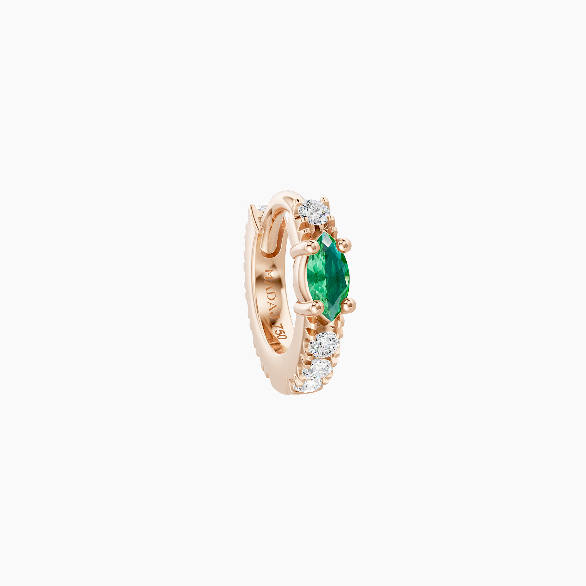 Inanna | 18k Rose Gold 5 mm Marquise Emerald & Diamond Hoop Piercing