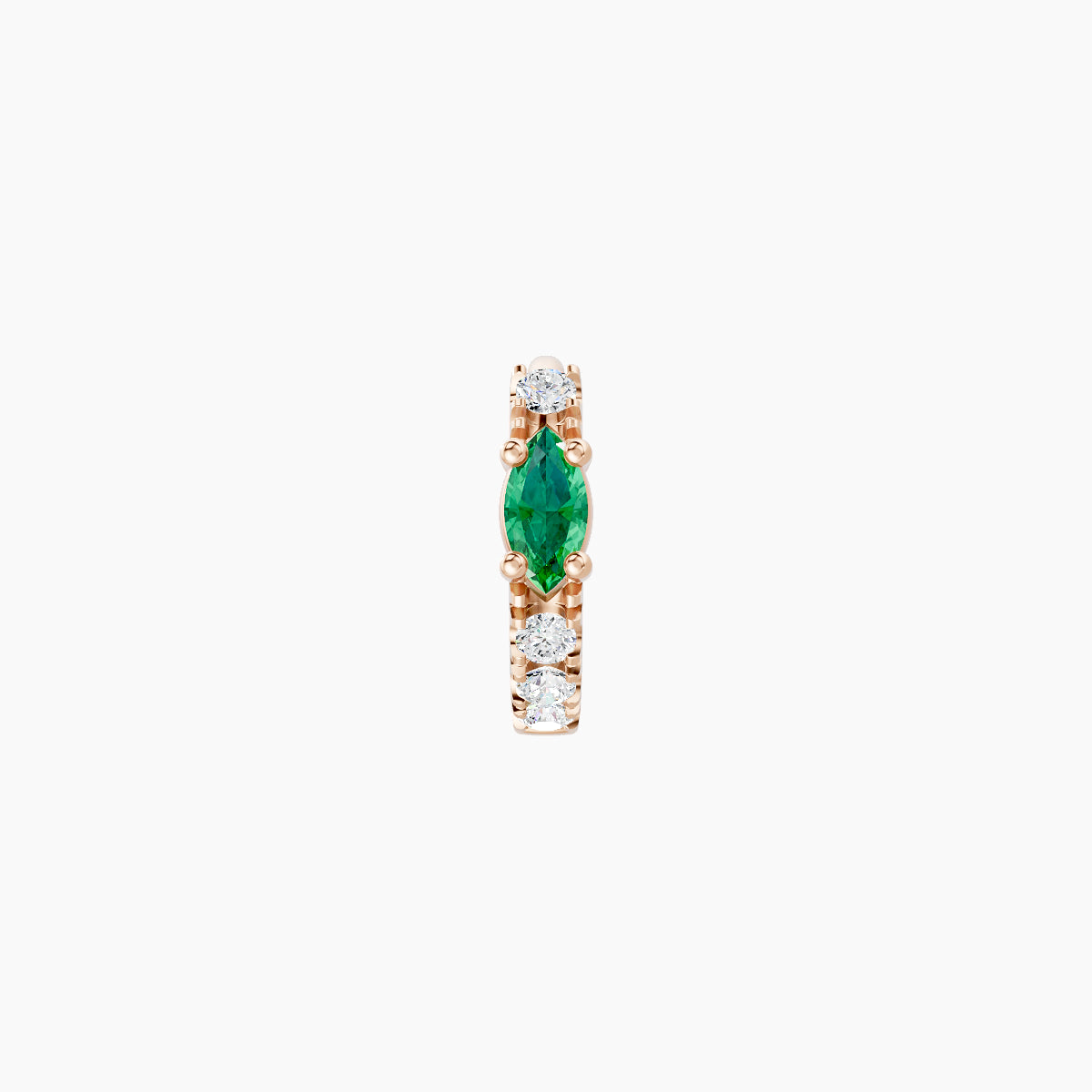Inanna | 18k Rose Gold 5 mm Marquise Emerald & Diamond Hoop Piercing