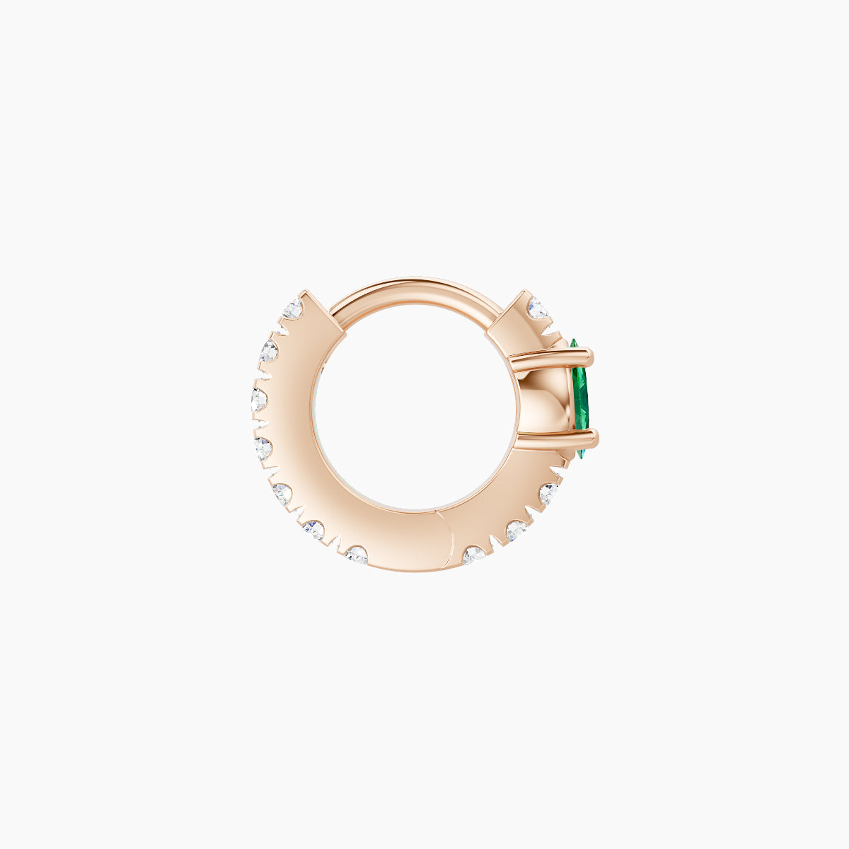 Inanna | 18k Rose Gold 5 mm Marquise Emerald & Diamond Hoop Piercing