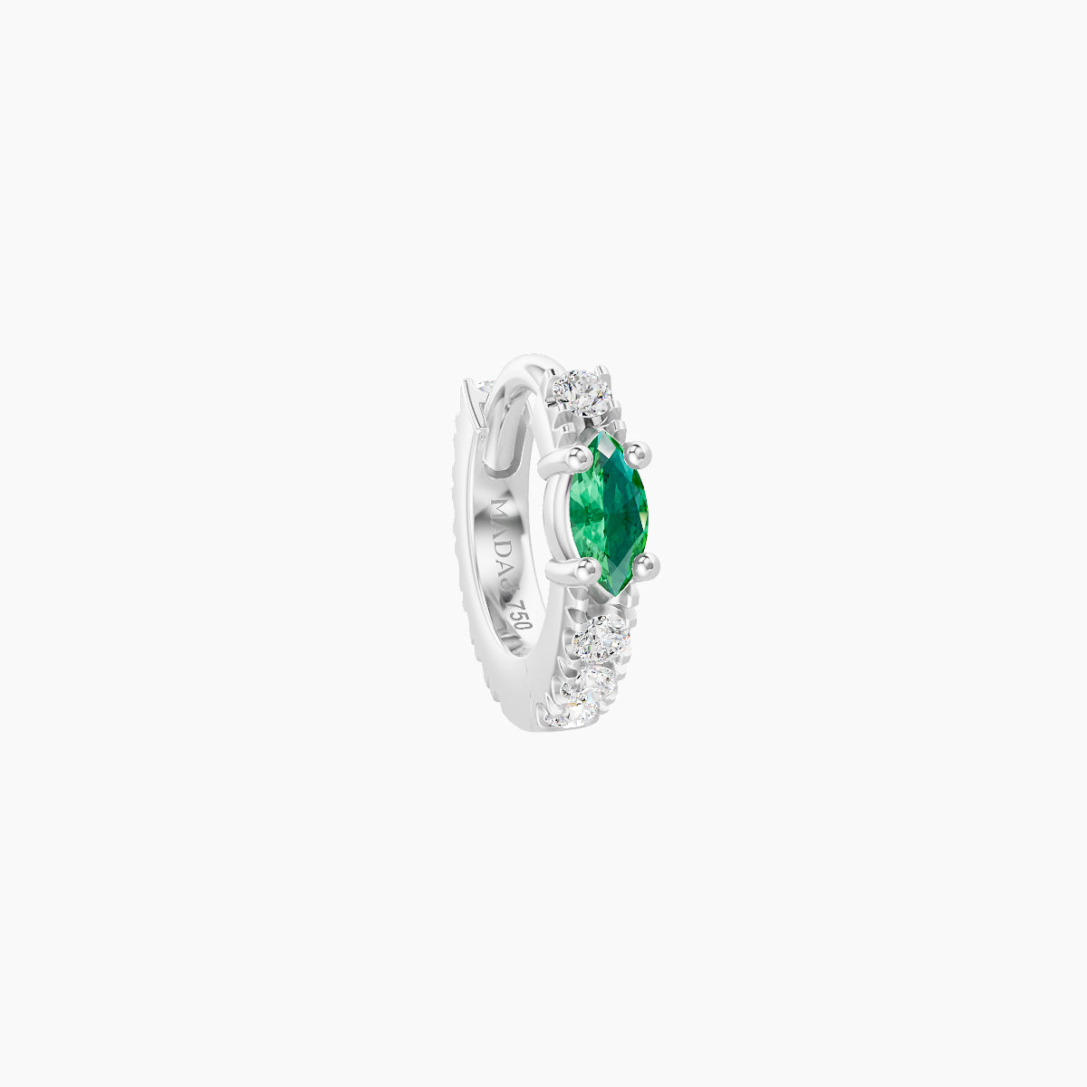 Inanna | 18k White Gold 5 mm Marquise Emerald & Diamond Hoop Piercing