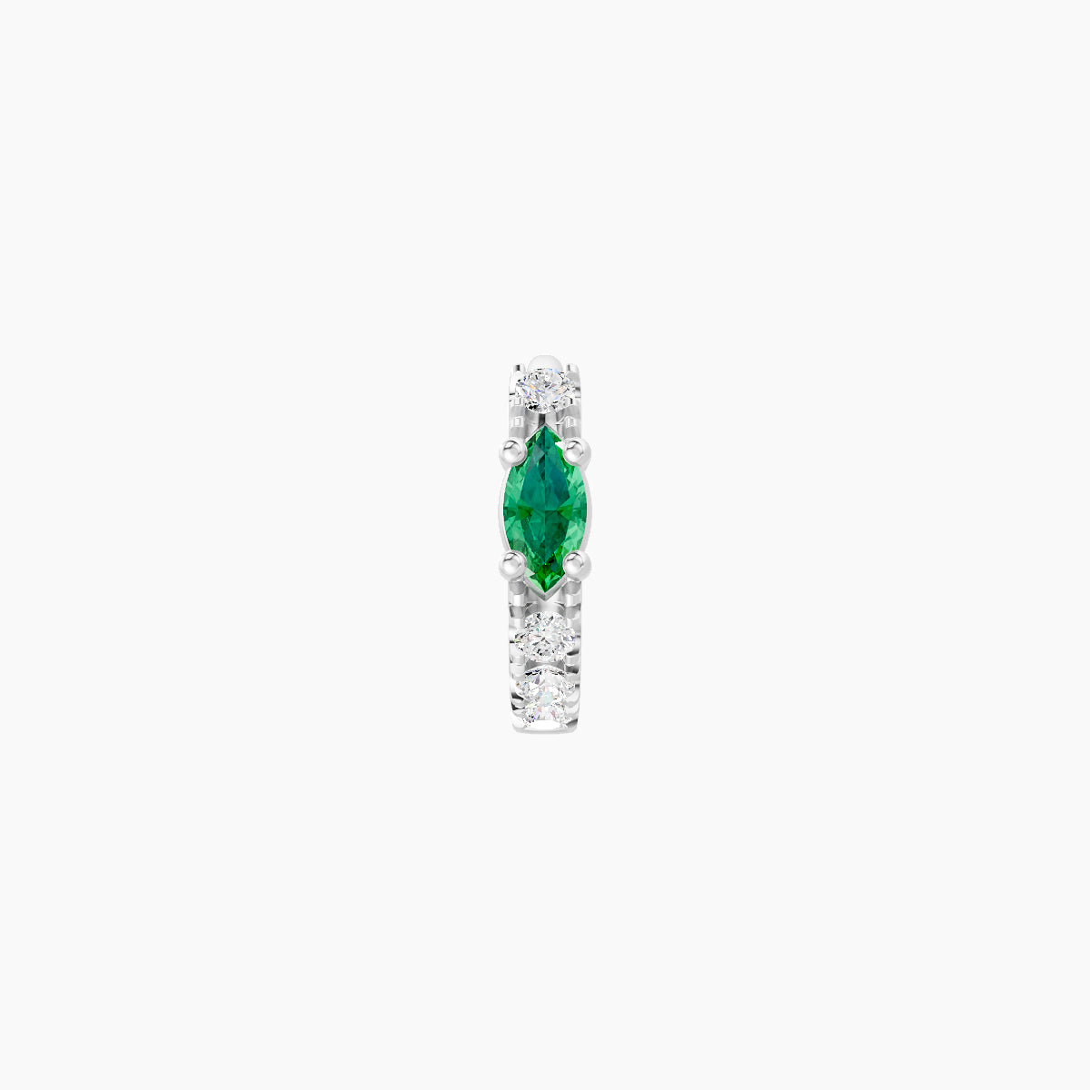 Inanna | 18k White Gold 5 mm Marquise Emerald & Diamond Hoop Piercing
