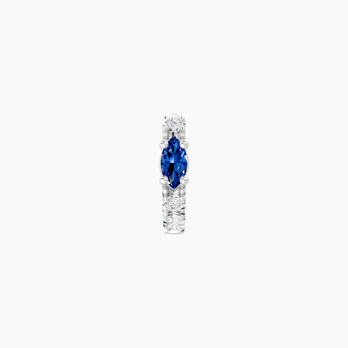Inanna | 18k White Gold 5 mm Marquise Sapphire & Diamond Hoop Piercing