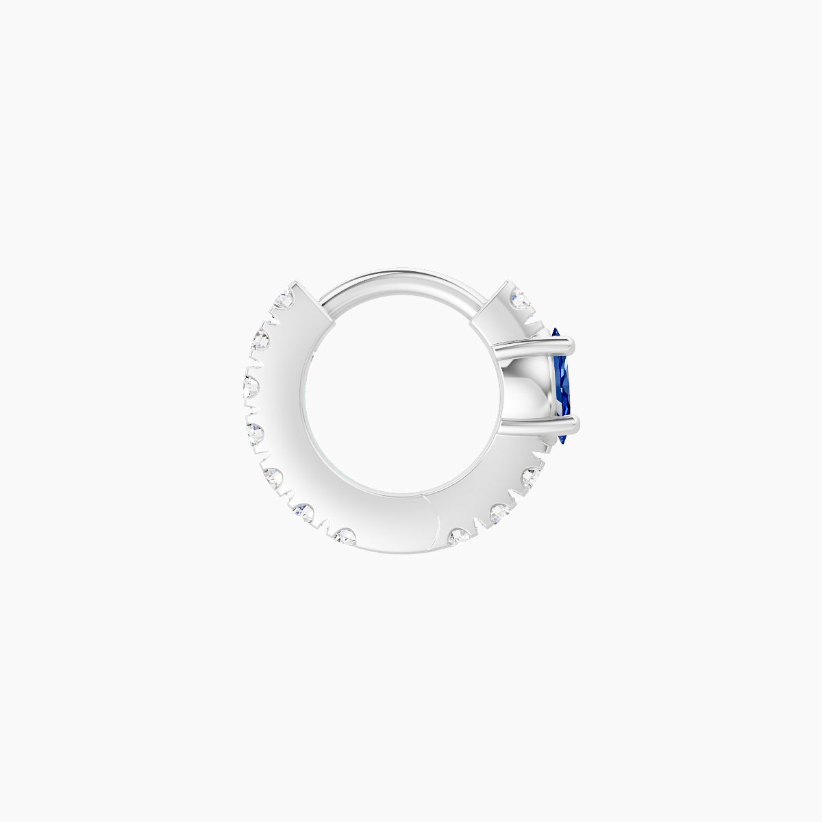Inanna | 18k White Gold 5 mm Marquise Sapphire & Diamond Hoop Piercing