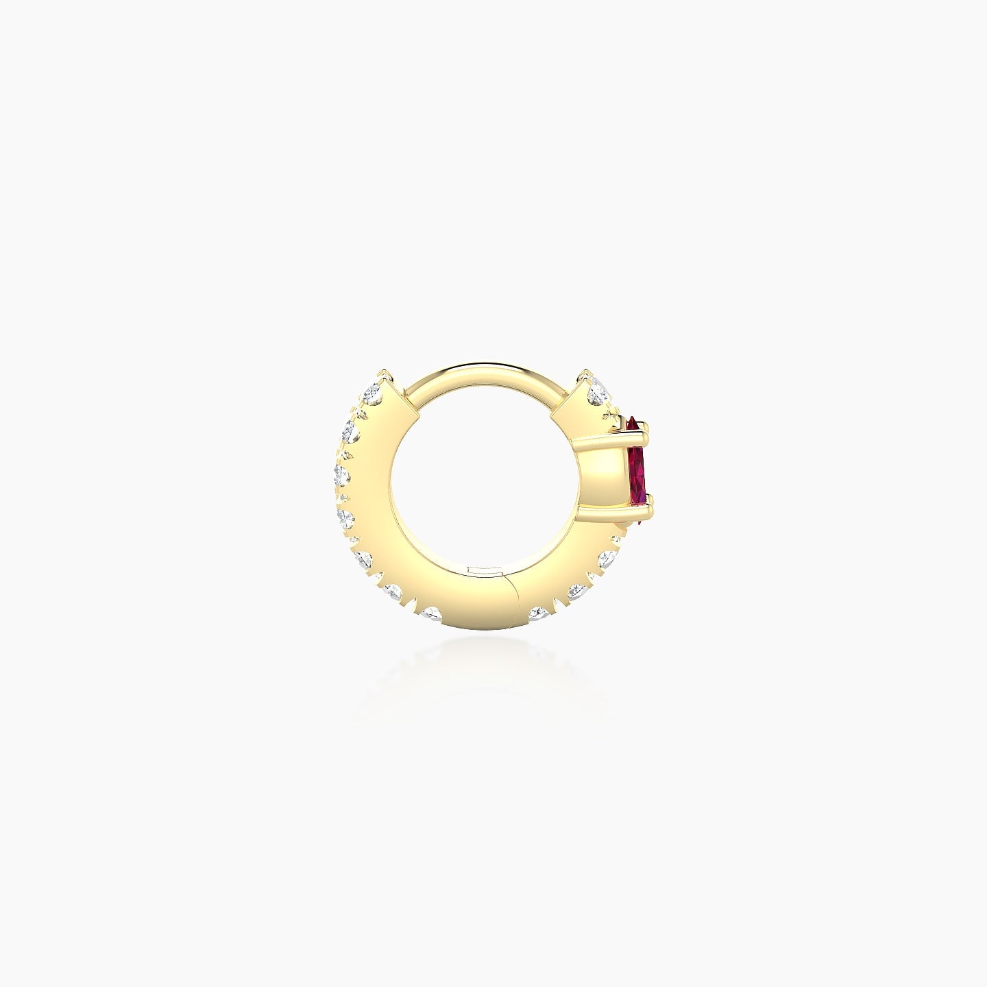 Inanna | 18k Yellow Gold 5 mm Marquise Ruby & Diamond Hoop Piercing