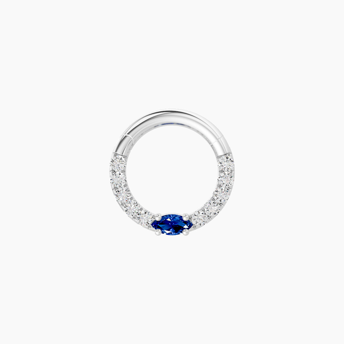 Inanna | 18k White Gold 6.5 mm Marquise Sapphire & Diamond Daith Piercing