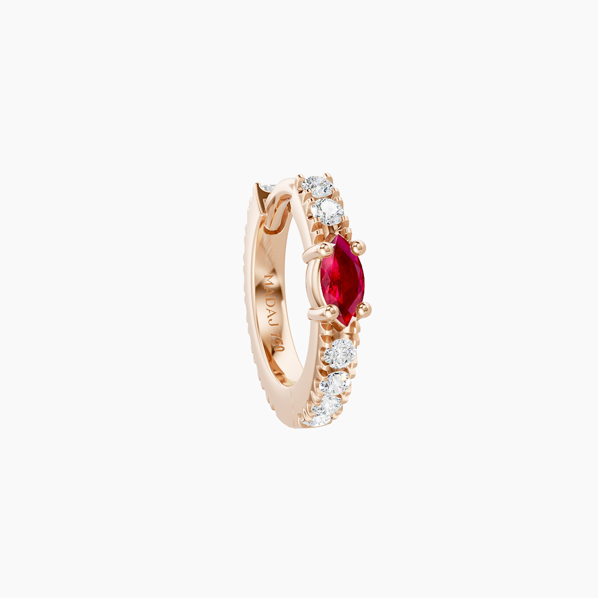 Inanna | 18k Rose Gold 6.5 mm Marquise Ruby & Diamond Hoop Piercing