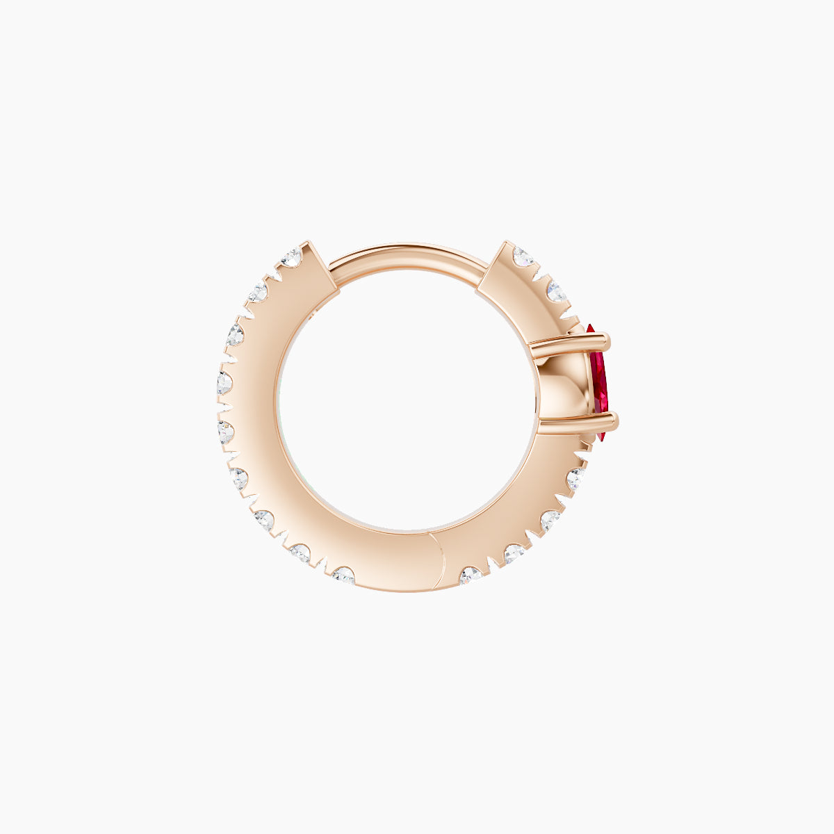 Inanna | 18k Rose Gold 6.5 mm Marquise Ruby & Diamond Hoop Piercing