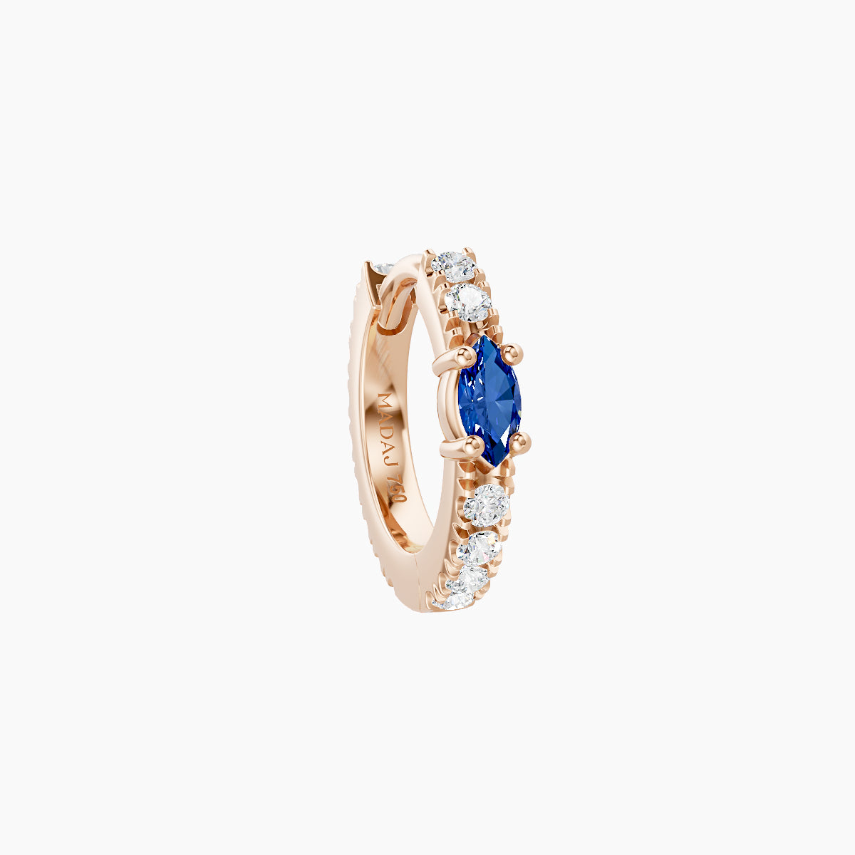 Inanna | 18k Rose Gold 6.5 mm Marquise Sapphire & Diamond Hoop Piercing