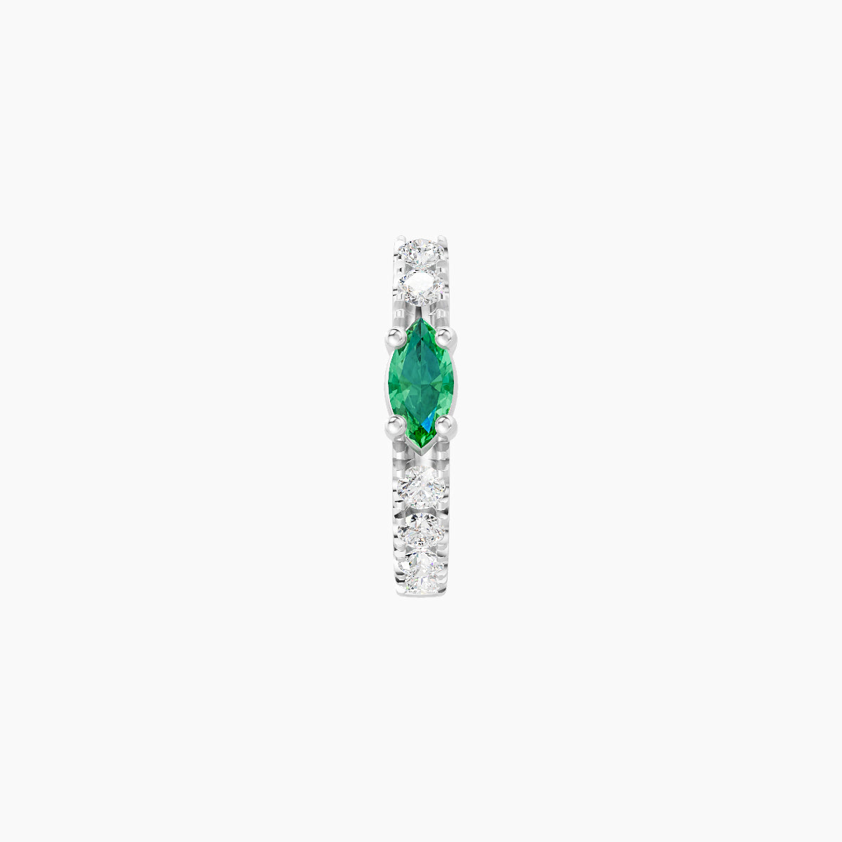 Inanna | 18k White Gold 6.5 mm Marquise Emerald & Diamond Hoop Piercing