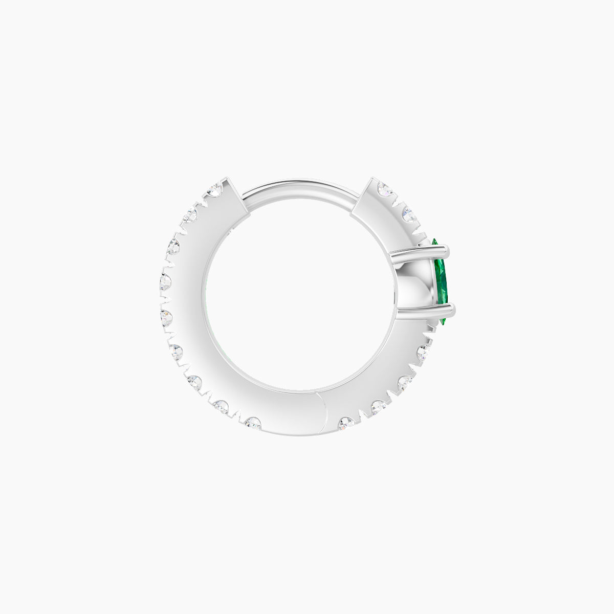 Inanna | 18k White Gold 6.5 mm Marquise Emerald & Diamond Hoop Piercing