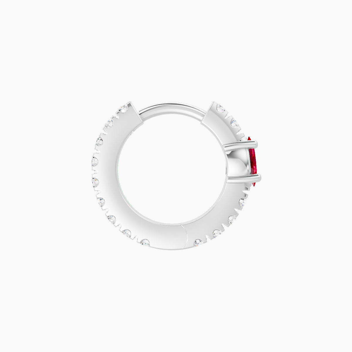 Inanna | 18k White Gold 6.5 mm Marquise Ruby & Diamond Hoop Piercing