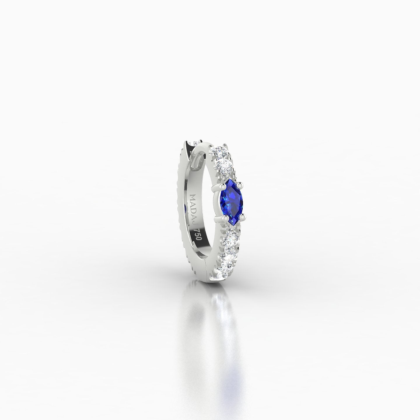 Inanna | 18k White Gold 6.5 mm Marquise Sapphire & Diamond Hoop Piercing