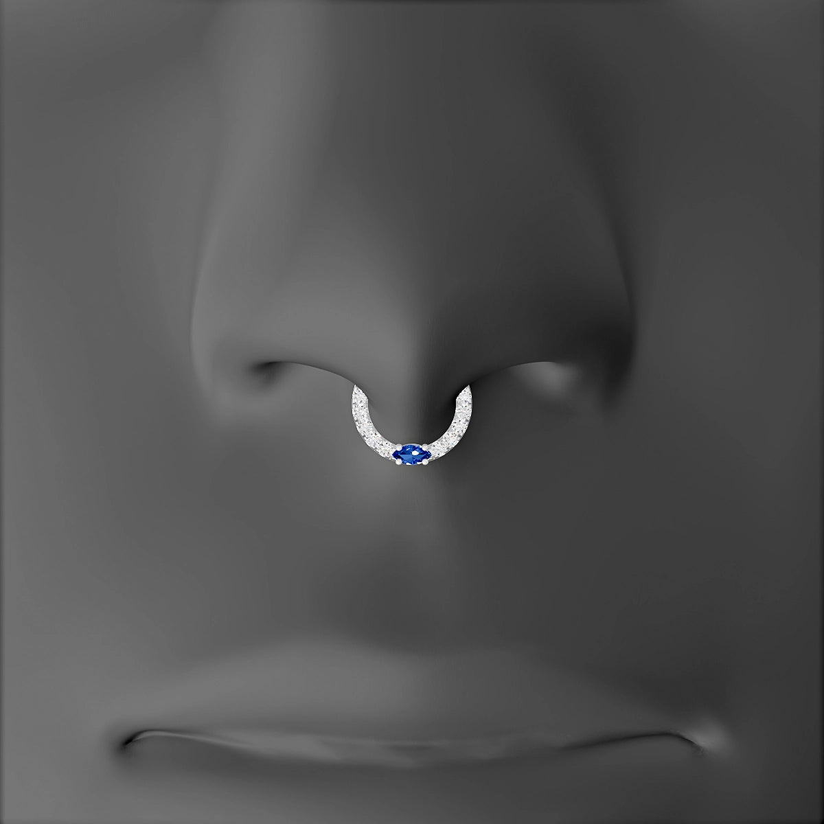 Inanna | 18k White Gold 6.5 mm Marquise Sapphire & Diamond Septum Piercing