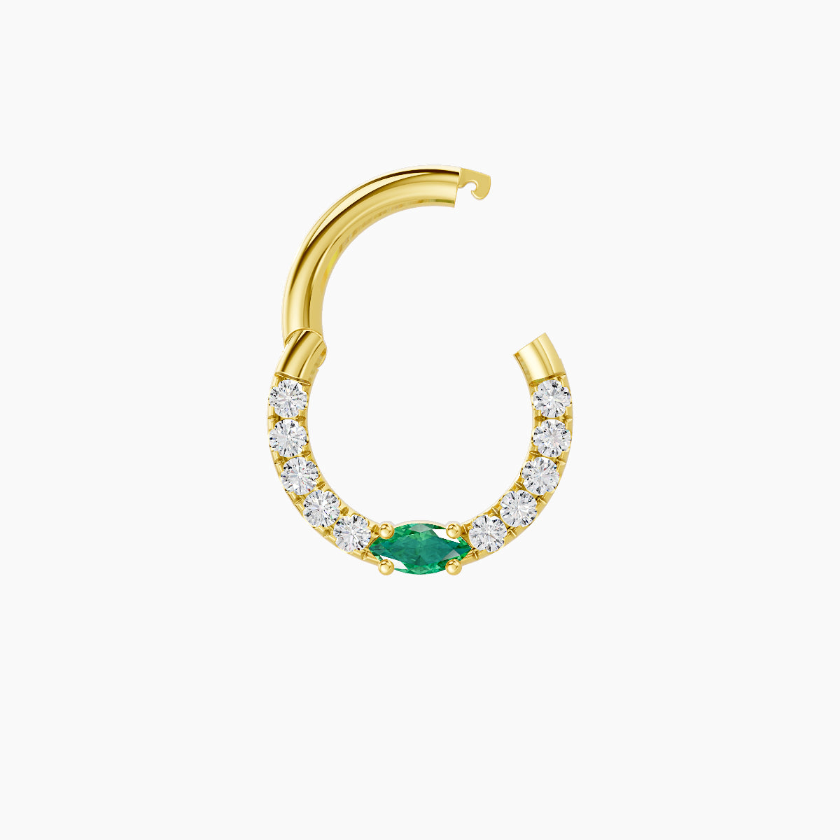 Inanna | 18k Yellow Gold 6.5 mm Marquise Emerald & Diamond Septum Piercing