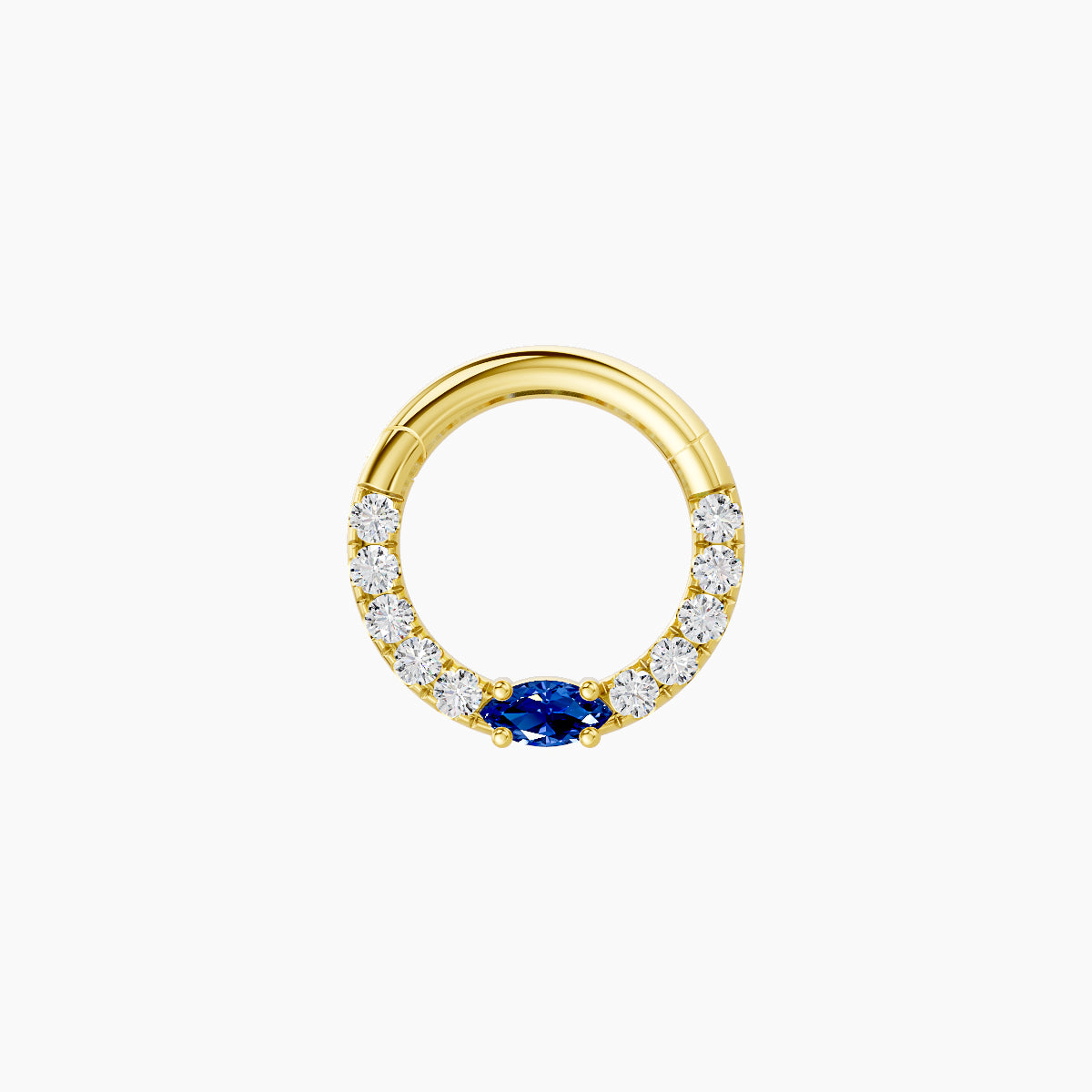 Inanna | 18k Yellow Gold 6.5 mm Marquise Sapphire & Diamond Septum Piercing