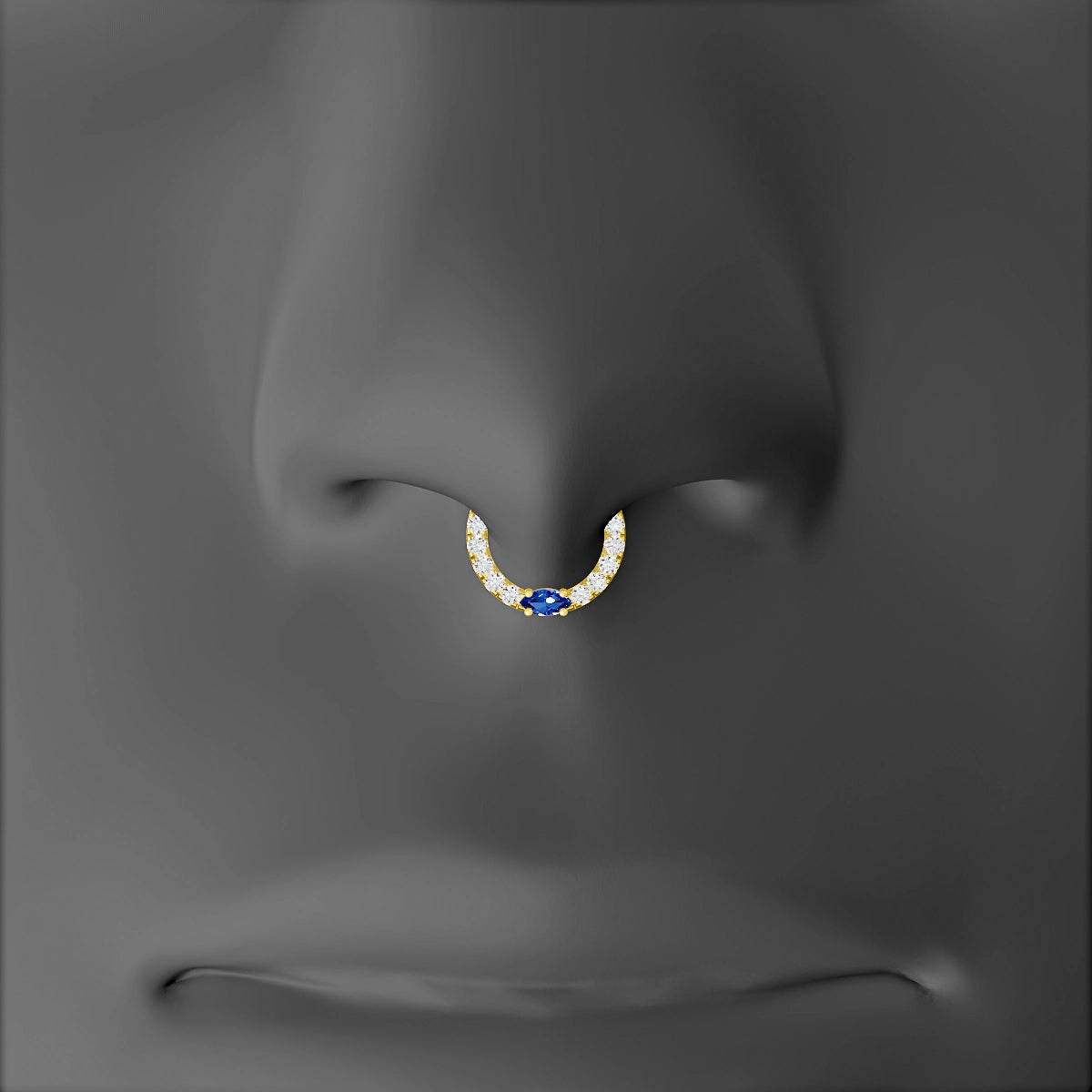 Inanna | 18k Yellow Gold 6.5 mm Marquise Sapphire & Diamond Septum Piercing