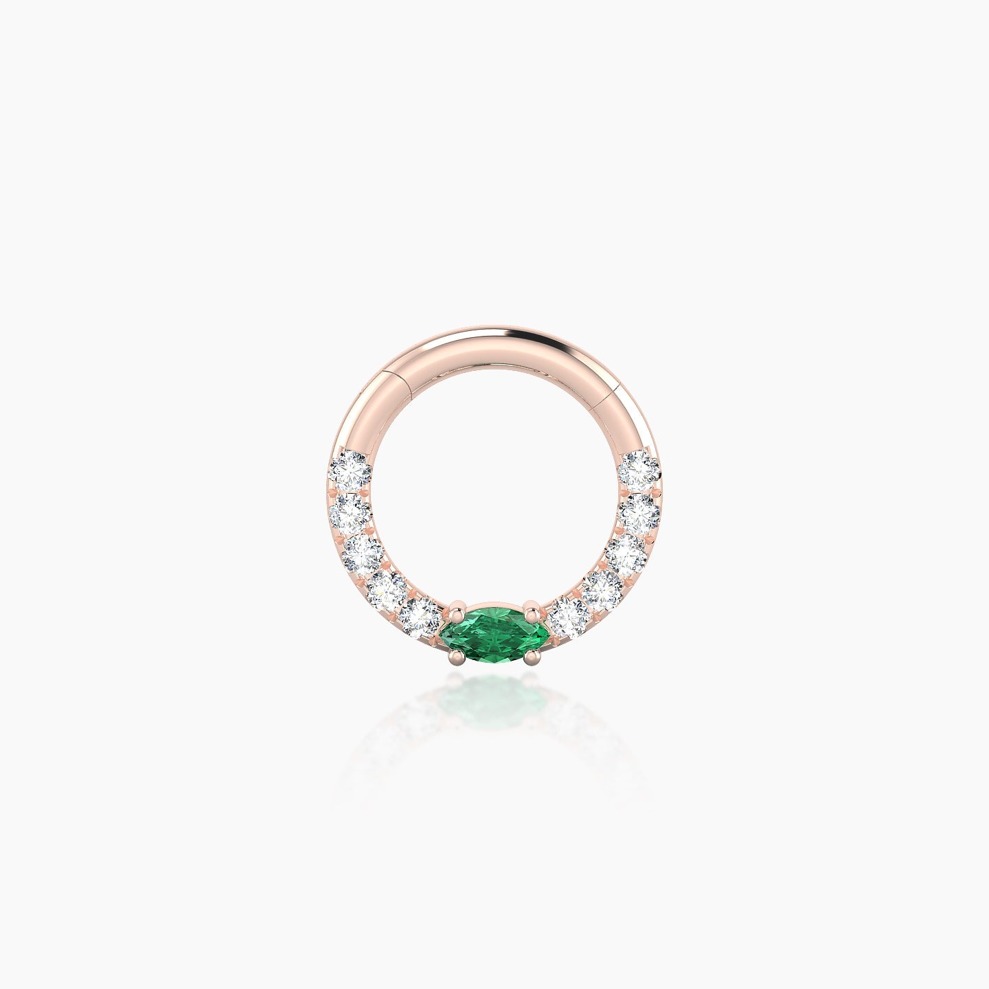 Inanna | 18k Rose Gold 6.5 mm Marquise Emerald & Diamond Septum Piercing