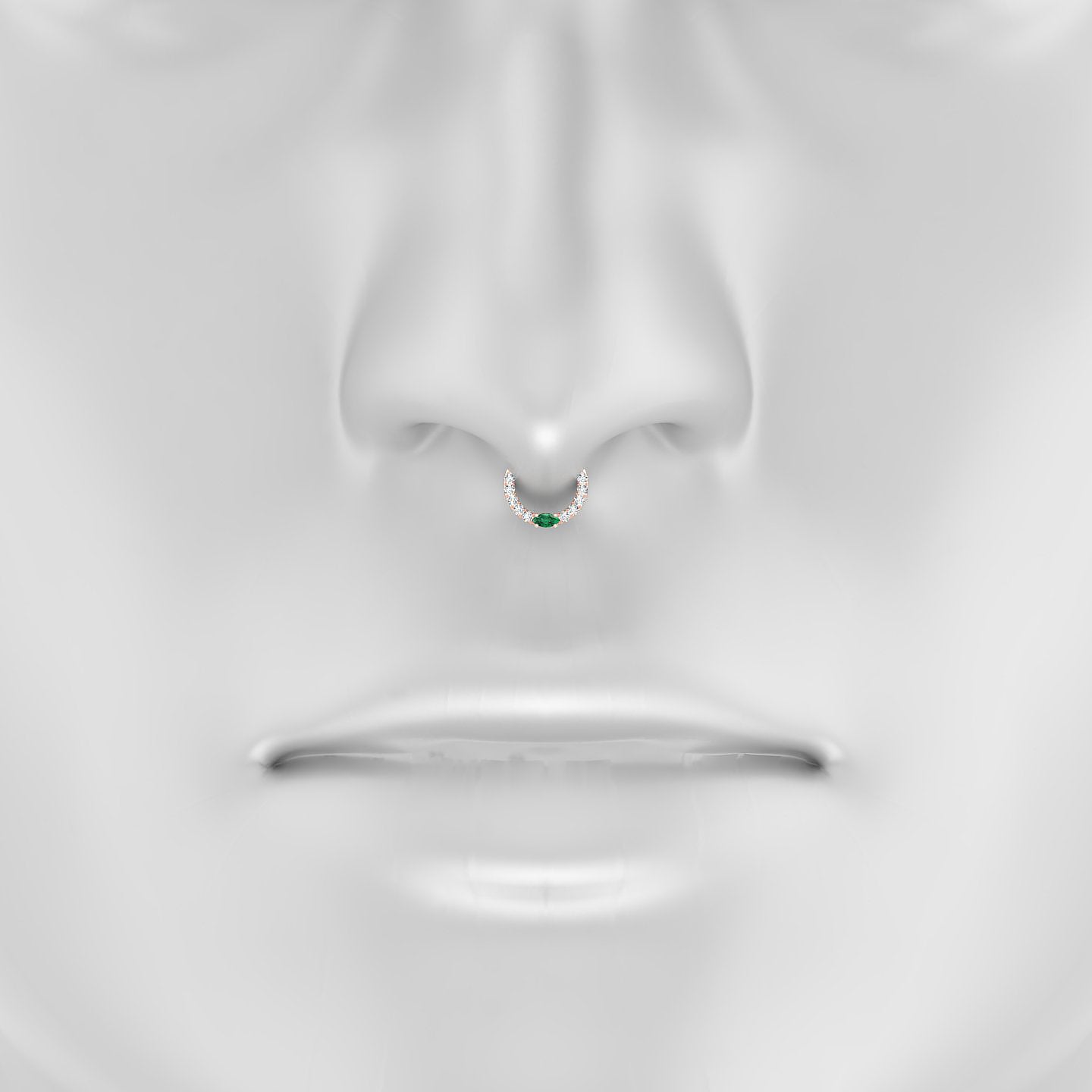 Inanna | 18k Rose Gold 6.5 mm Marquise Emerald & Diamond Septum Piercing