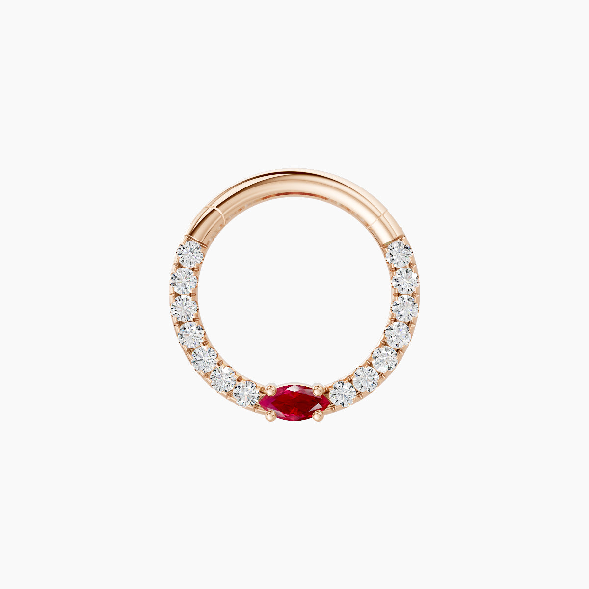Inanna | 18k Rose Gold 8 mm Marquise Ruby & Diamond Daith Piercing