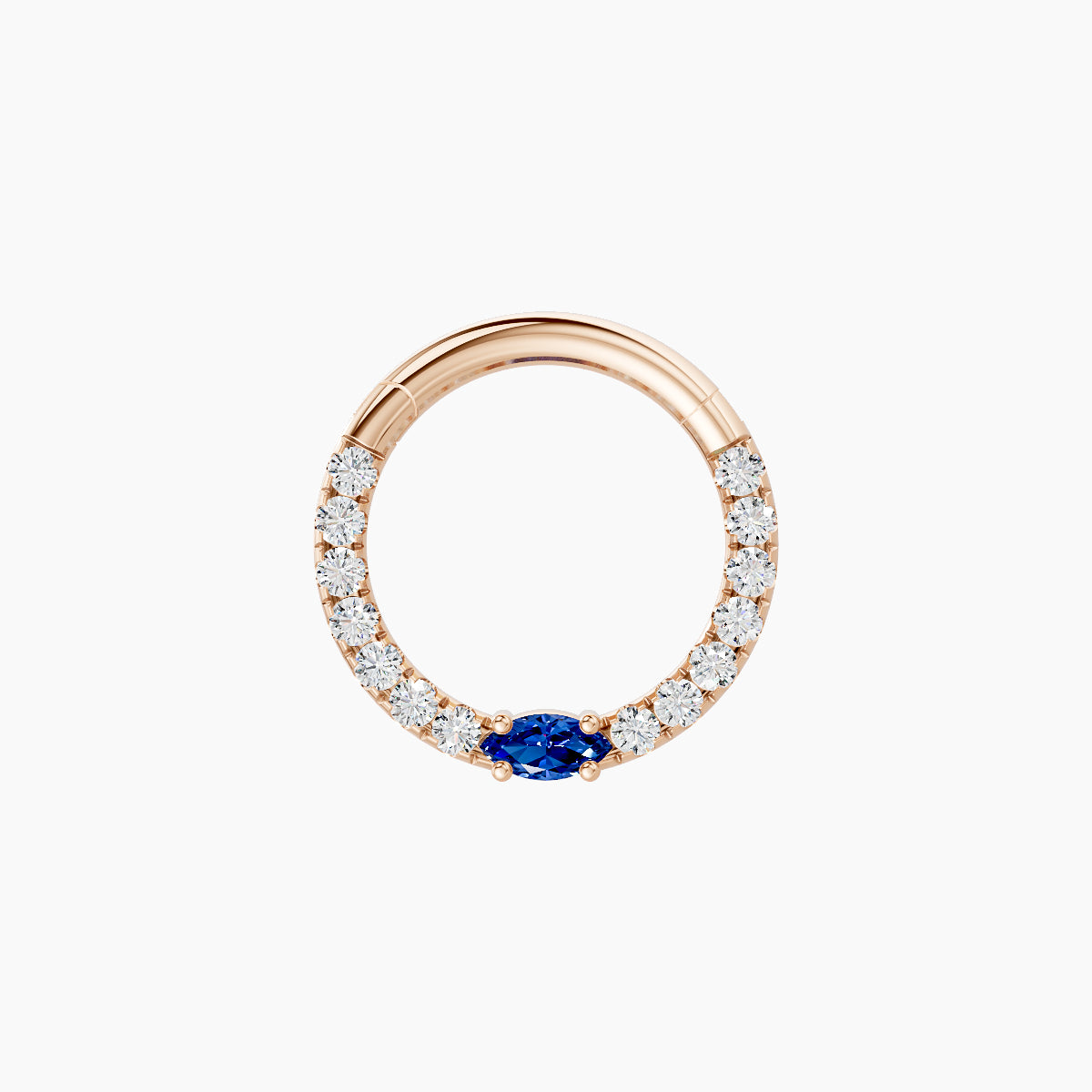 Inanna | 18k Rose Gold 8 mm Marquise Sapphire & Diamond Daith Piercing