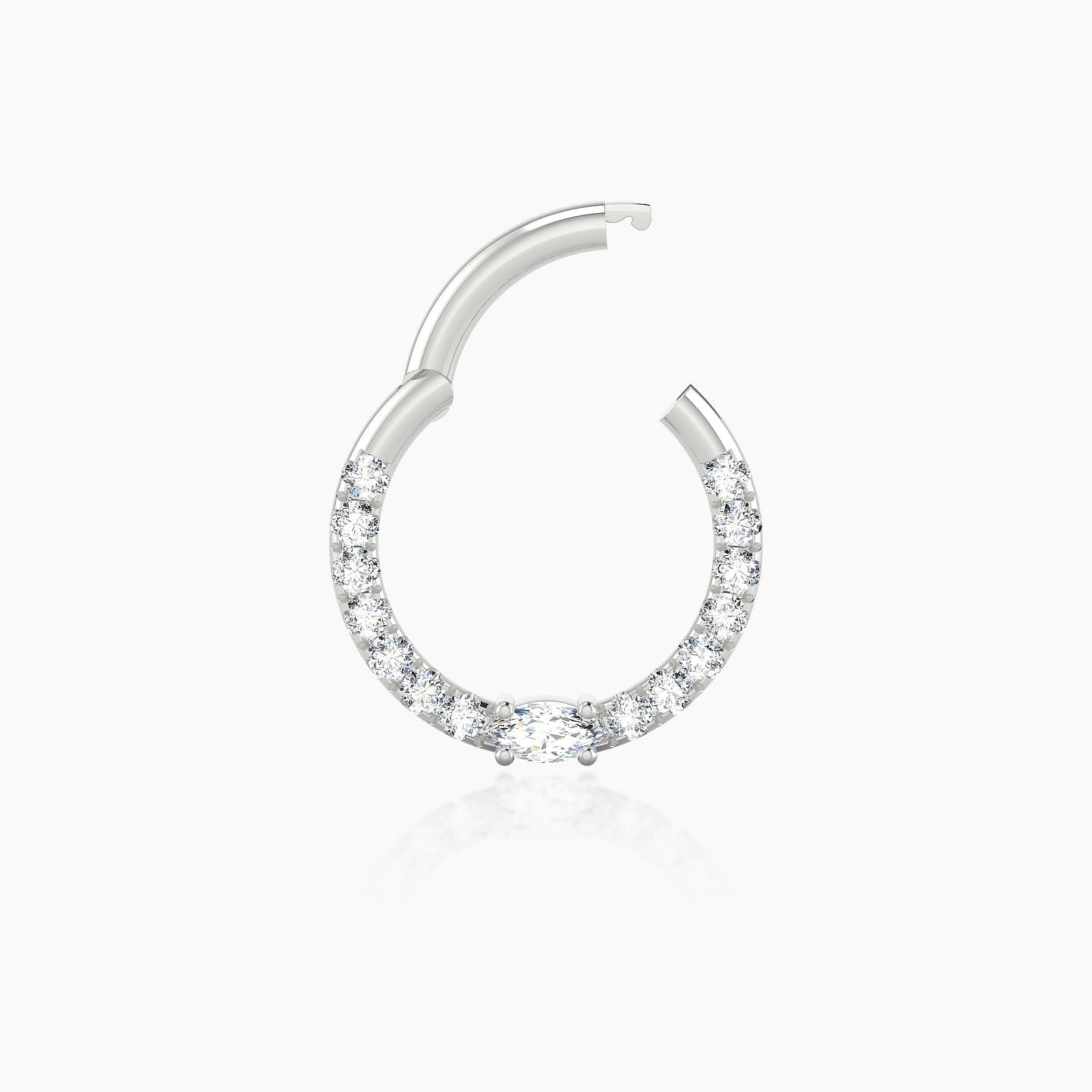 Inanna | 18k White Gold 8 mm Marquise Diamond Daith Piercing
