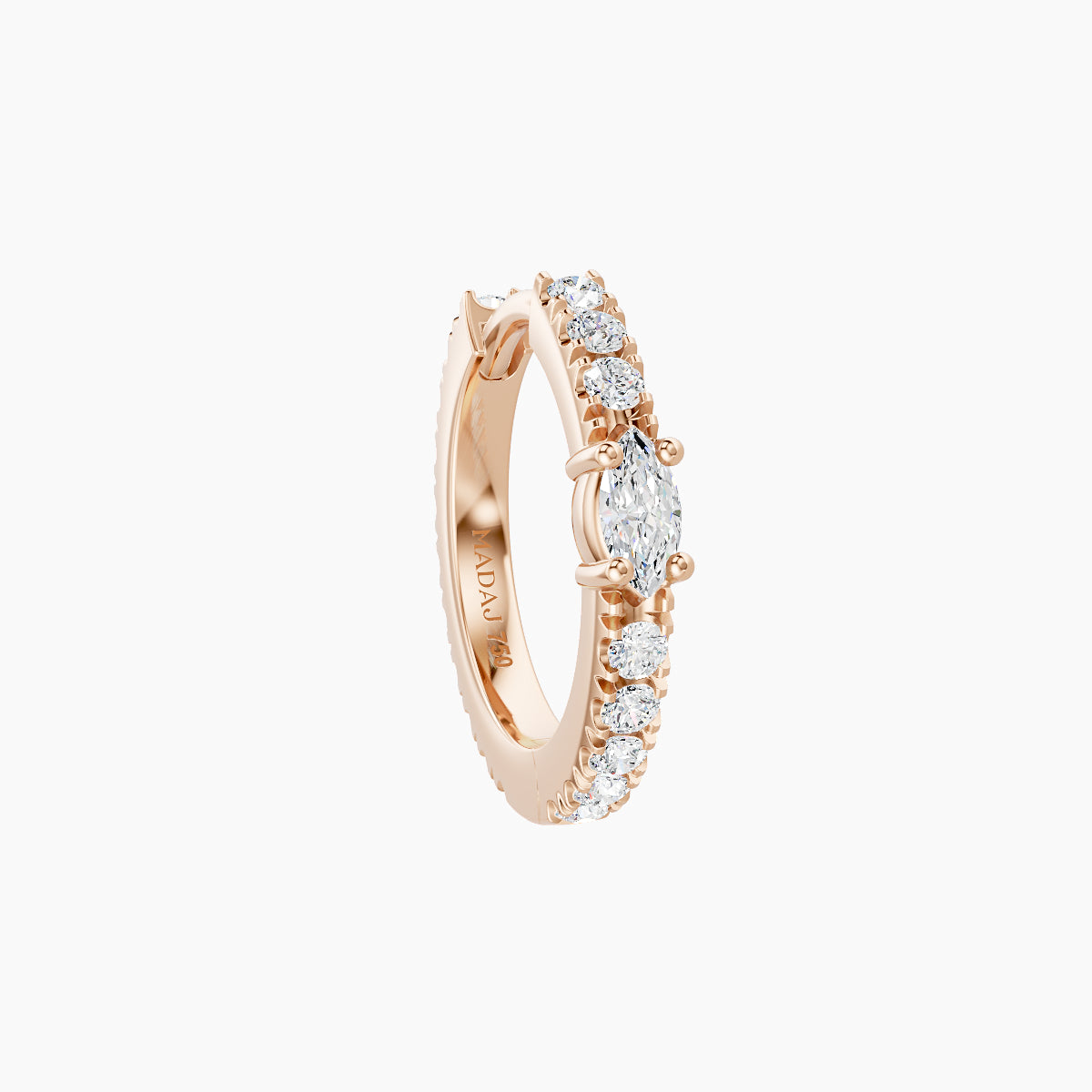 Inanna | 18k Rose Gold 8 mm Marquise Diamond Hoop Piercing