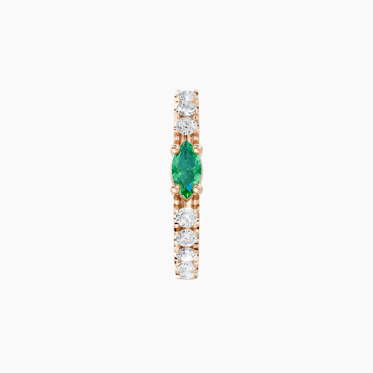 Inanna | 18k Rose Gold 8 mm Marquise Emerald & Diamond Hoop Piercing