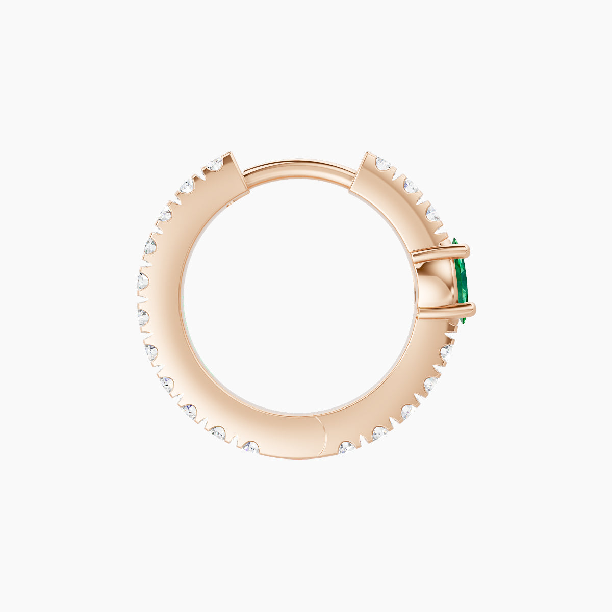 Inanna | 18k Rose Gold 8 mm Marquise Emerald & Diamond Hoop Piercing