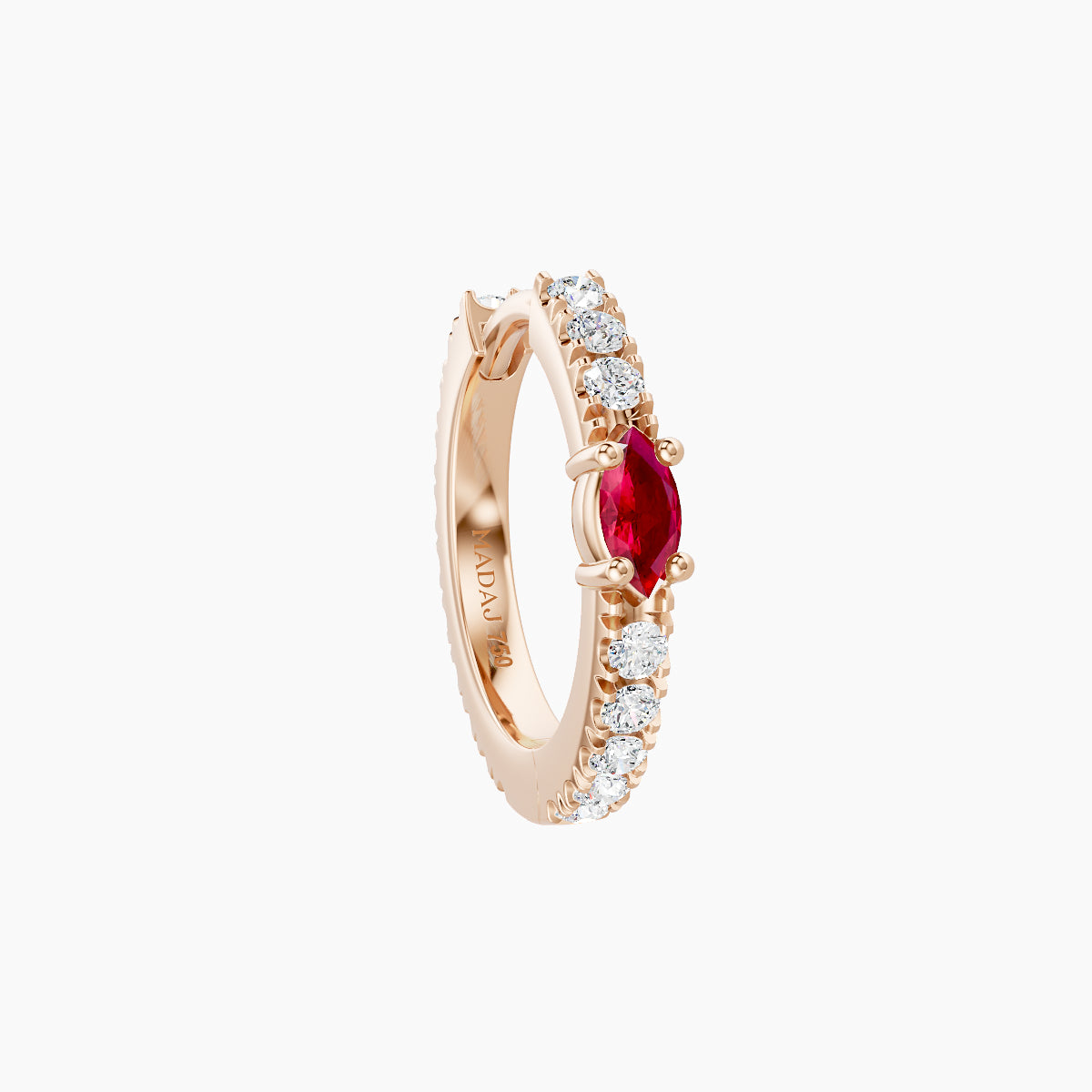 Inanna | 18k Rose Gold 8 mm Marquise Ruby & Diamond Hoop Piercing