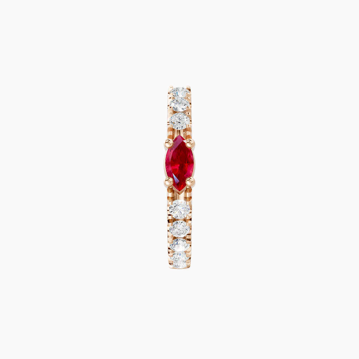 Inanna | 18k Rose Gold 8 mm Marquise Ruby & Diamond Hoop Piercing