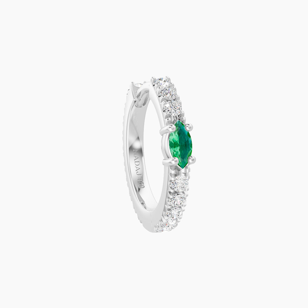 Inanna | 18k White Gold 8 mm Marquise Emerald & Diamond Hoop Piercing