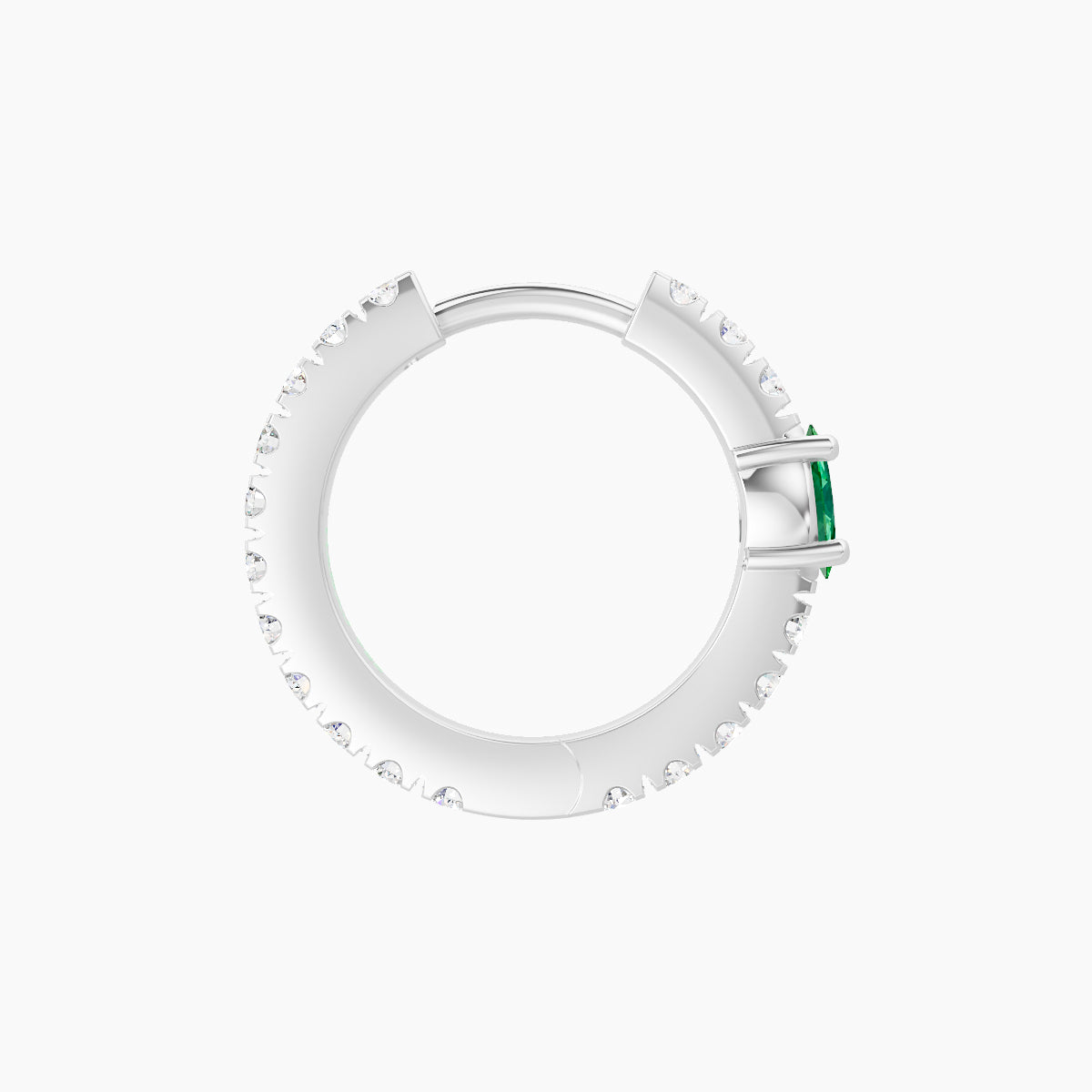 Inanna | 18k White Gold 8 mm Marquise Emerald & Diamond Hoop Piercing