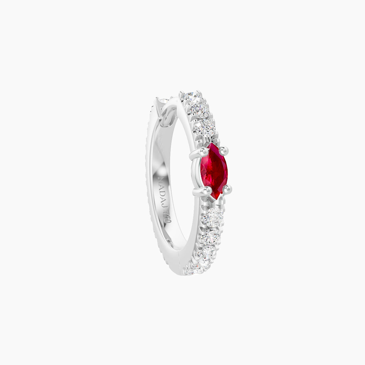 Inanna | 18k White Gold 8 mm Marquise Ruby & Diamond Hoop Piercing