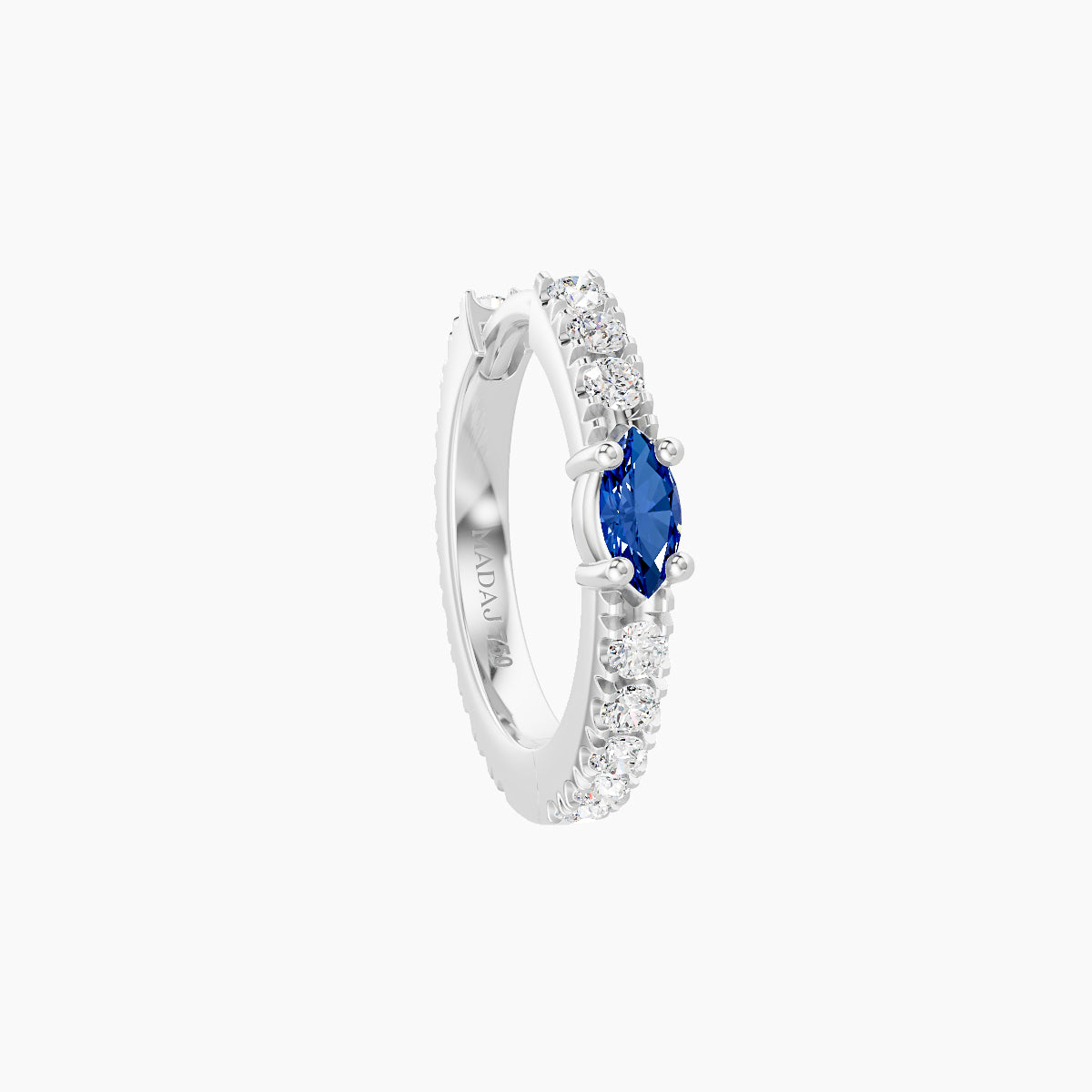 Inanna | 18k White Gold 8 mm Marquise Sapphire & Diamond Hoop Piercing