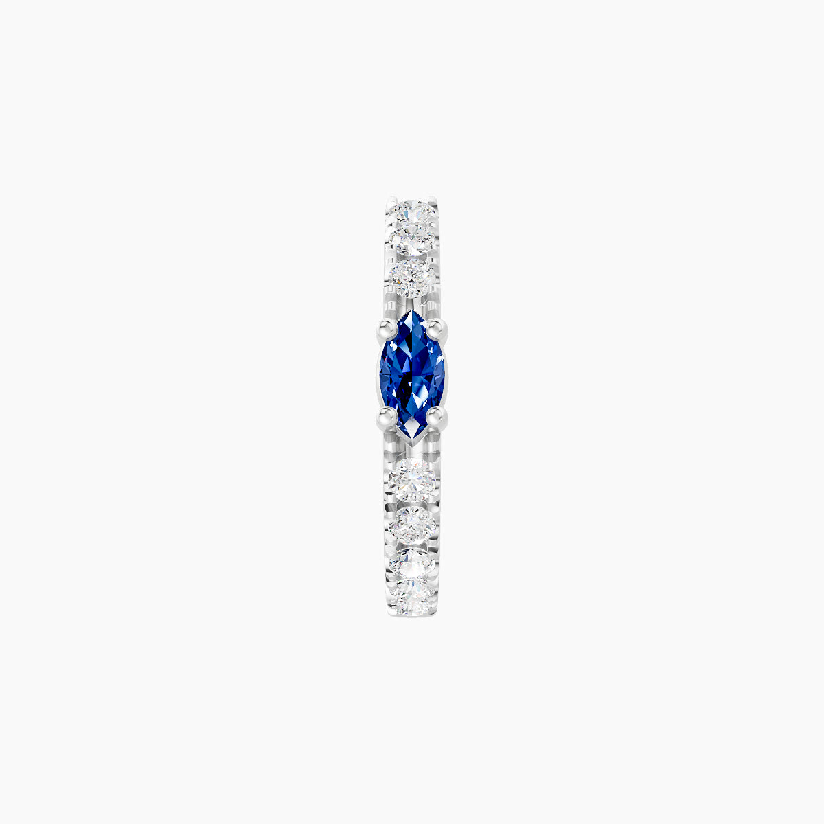 Inanna | 18k White Gold 8 mm Marquise Sapphire & Diamond Hoop Piercing