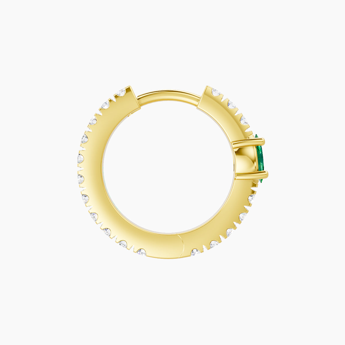 Inanna | 18k Yellow Gold 8 mm Marquise Emerald & Diamond Hoop Piercing