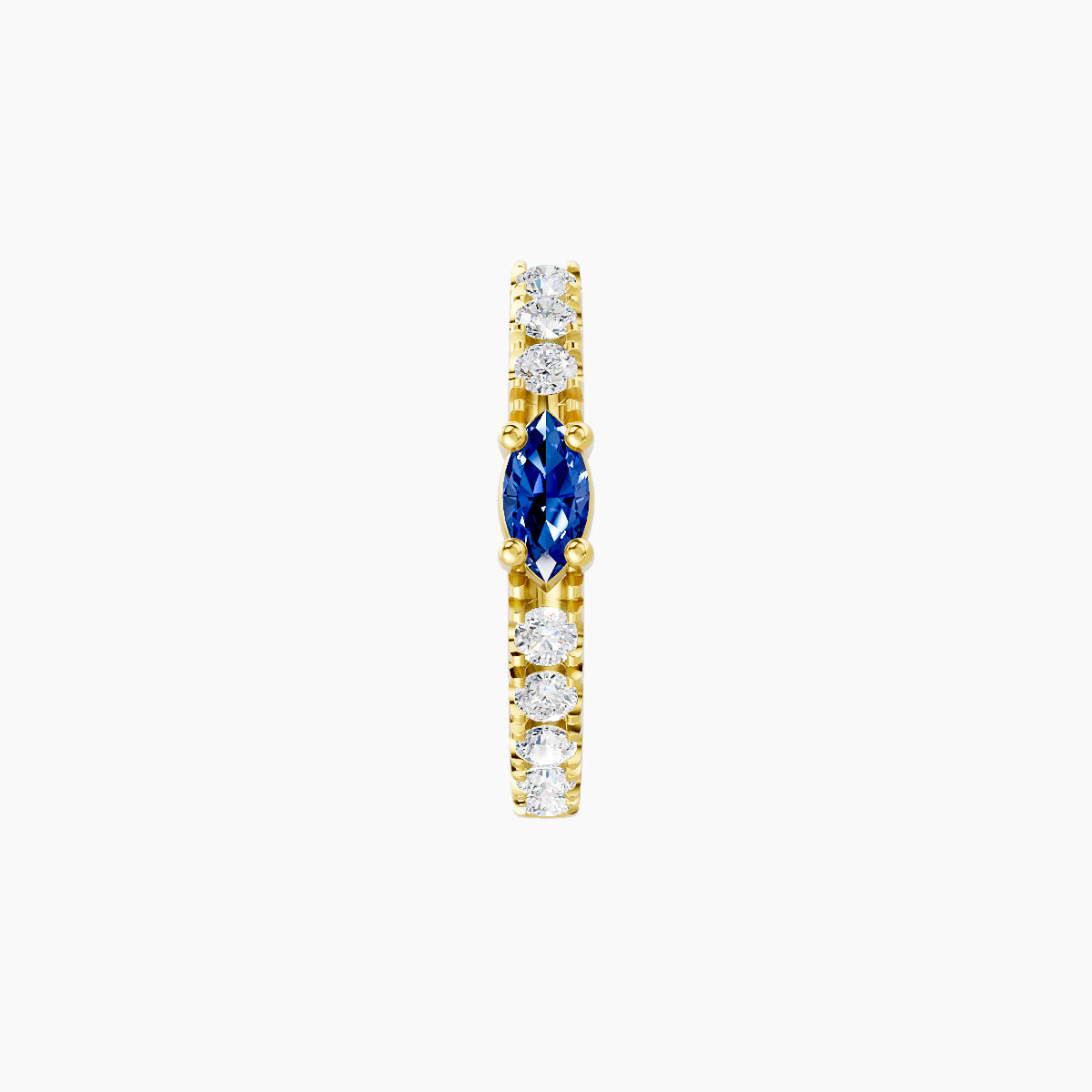 Inanna | 18k Yellow Gold 8 mm Marquise Sapphire & Diamond Hoop Piercing