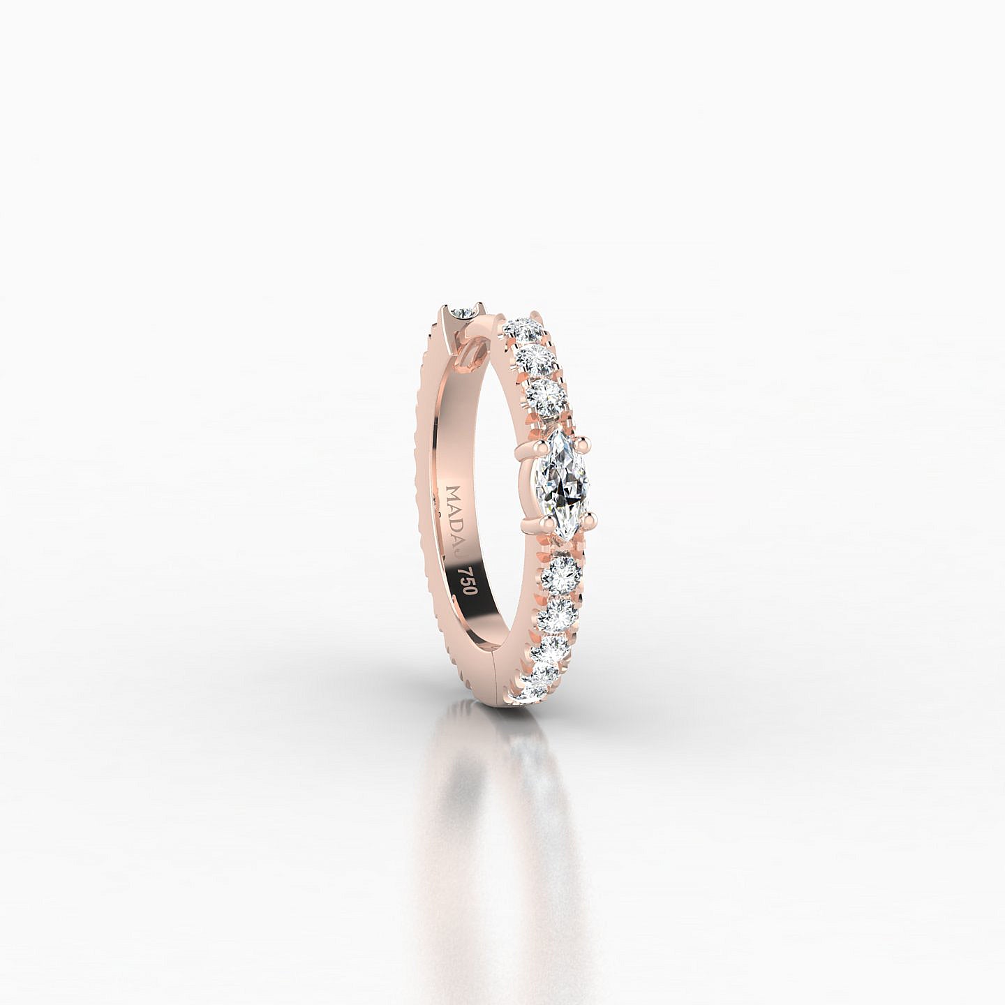 Inanna | 18k Rose Gold 8 mm Marquise Diamond Hoop Piercing